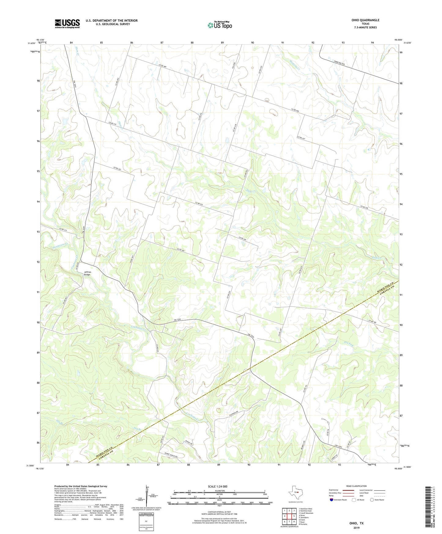 Ohio Texas US Topo Map Image