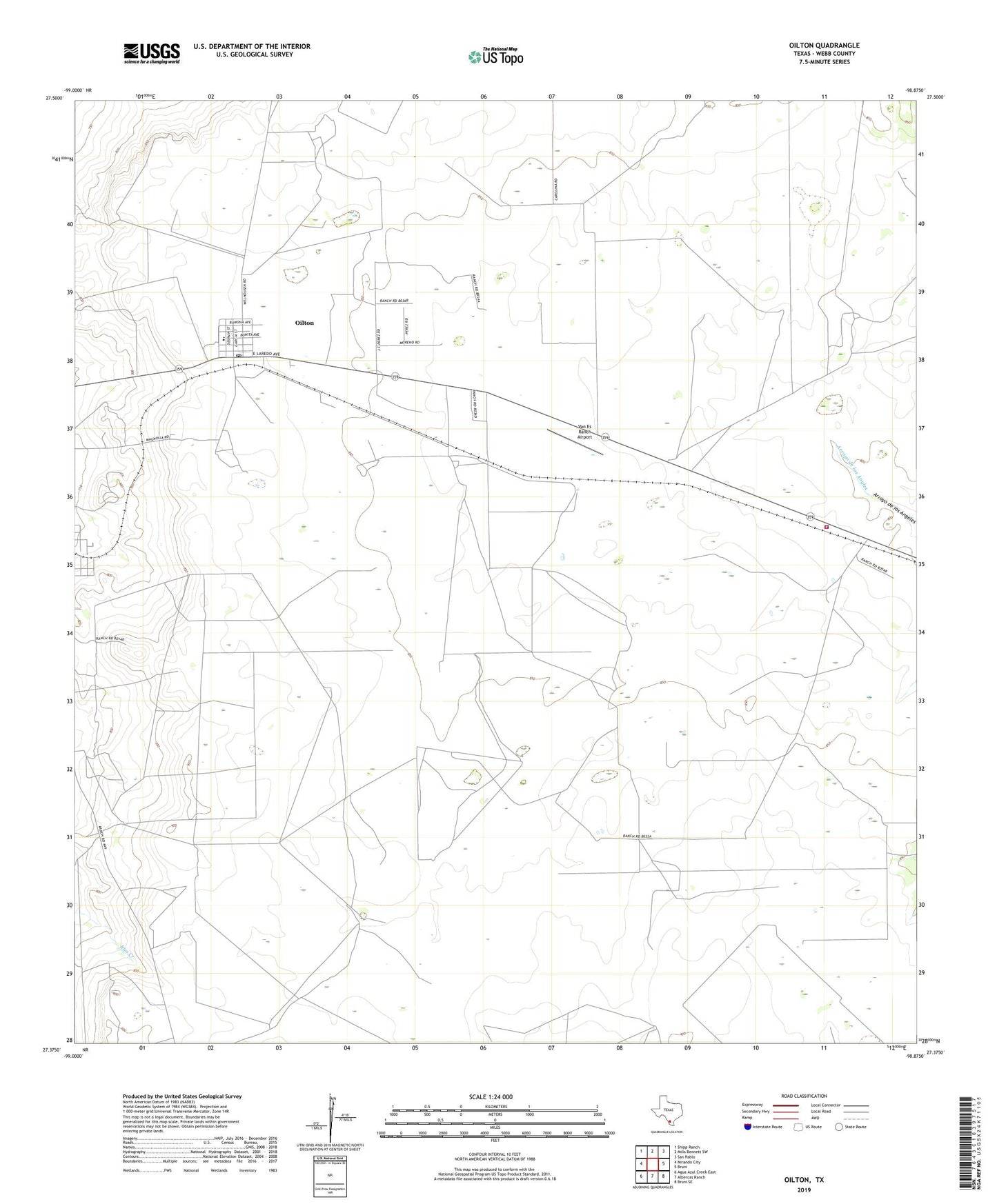 Oilton Texas US Topo Map Image