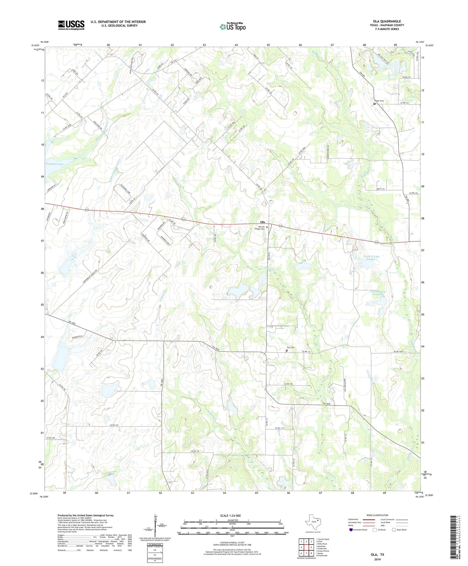 Ola Texas US Topo Map Image