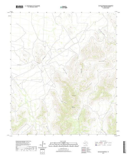 Old Blue Mountain Texas US Topo Map Image