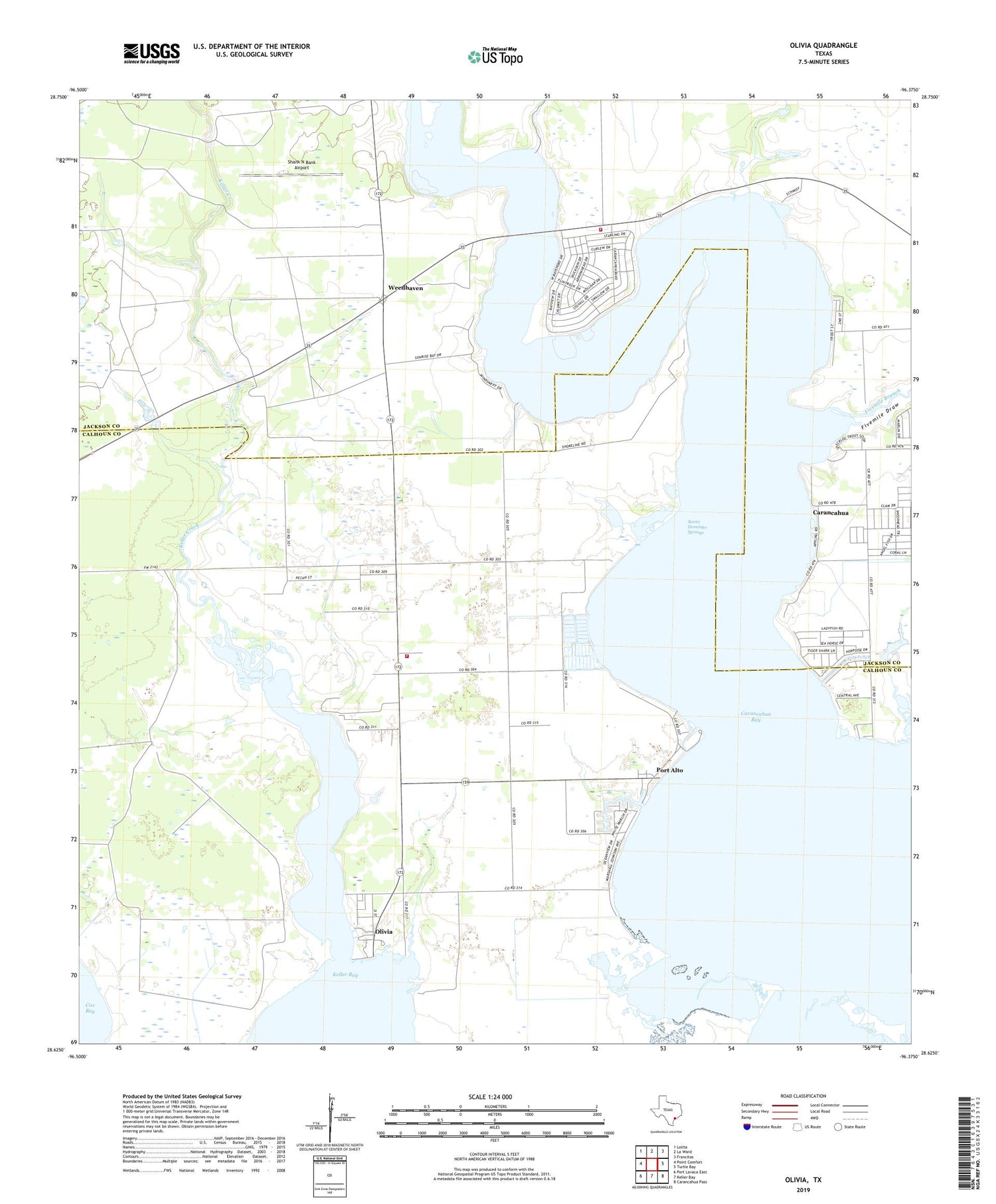 Olivia Texas US Topo Map Image