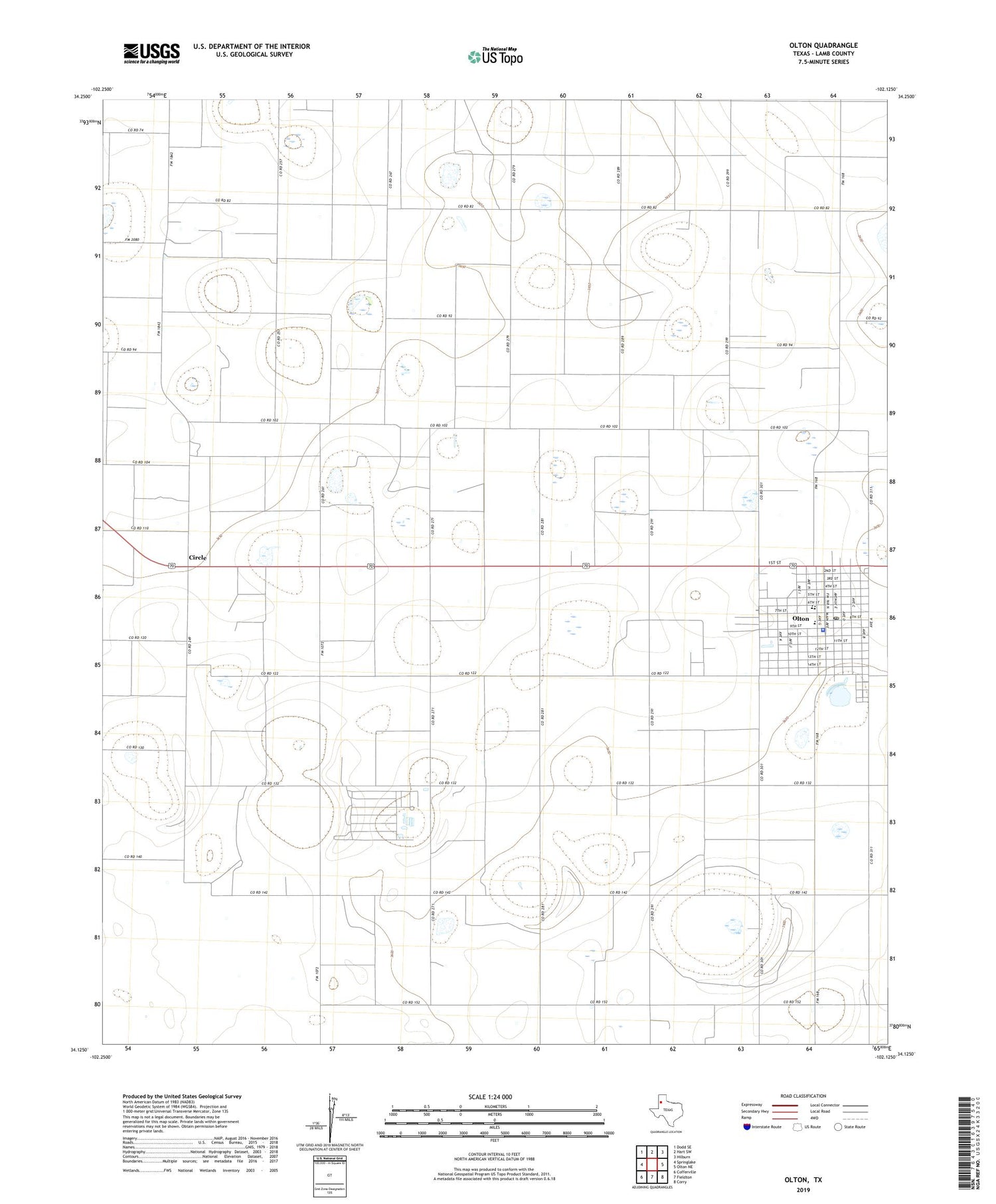 Olton Texas US Topo Map Image