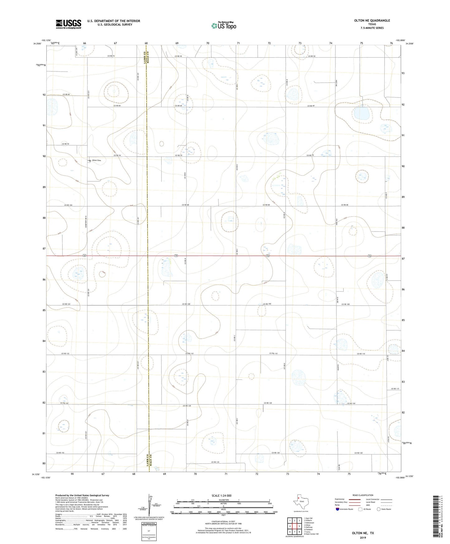 Olton NE Texas US Topo Map Image