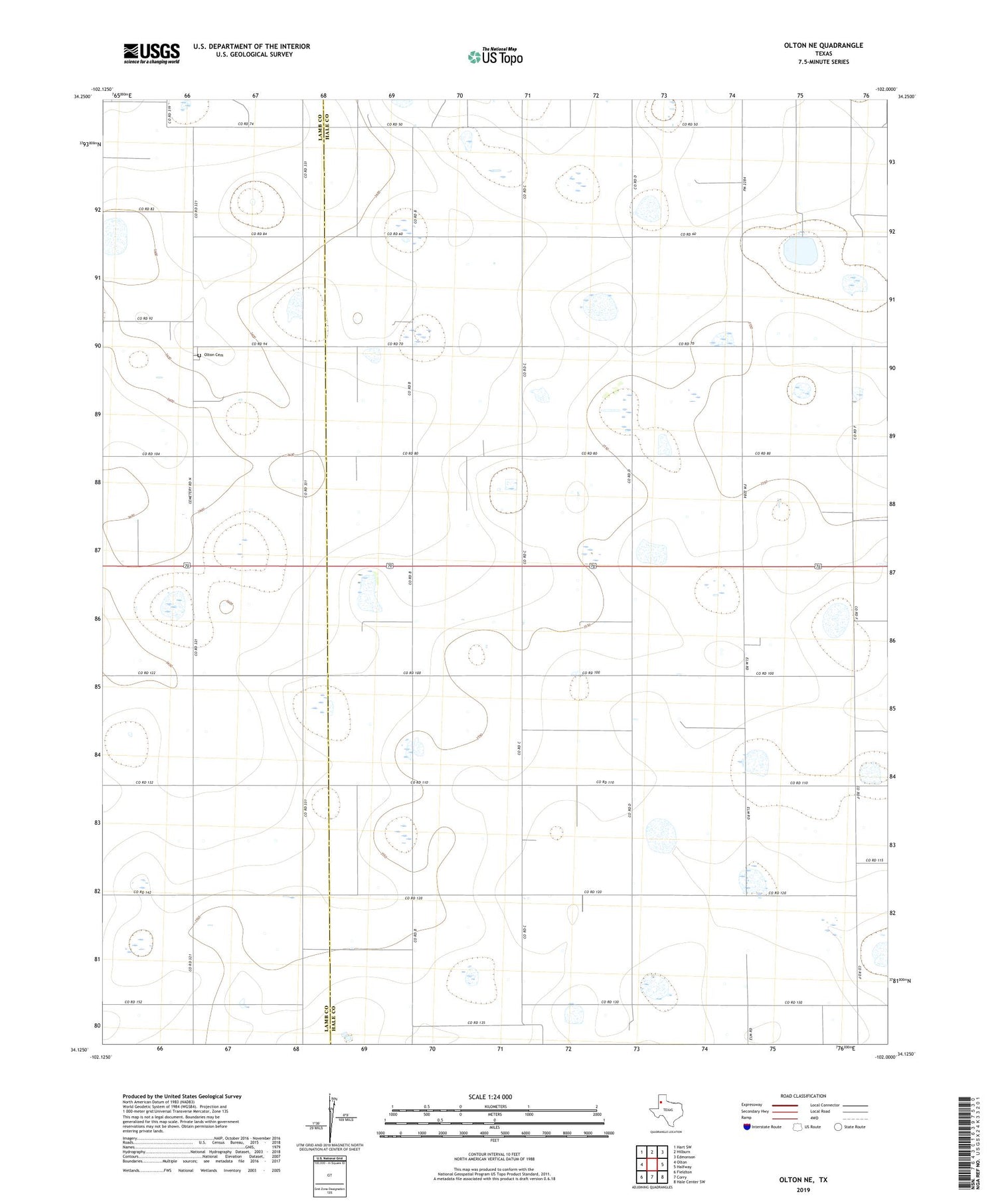 Olton NE Texas US Topo Map Image