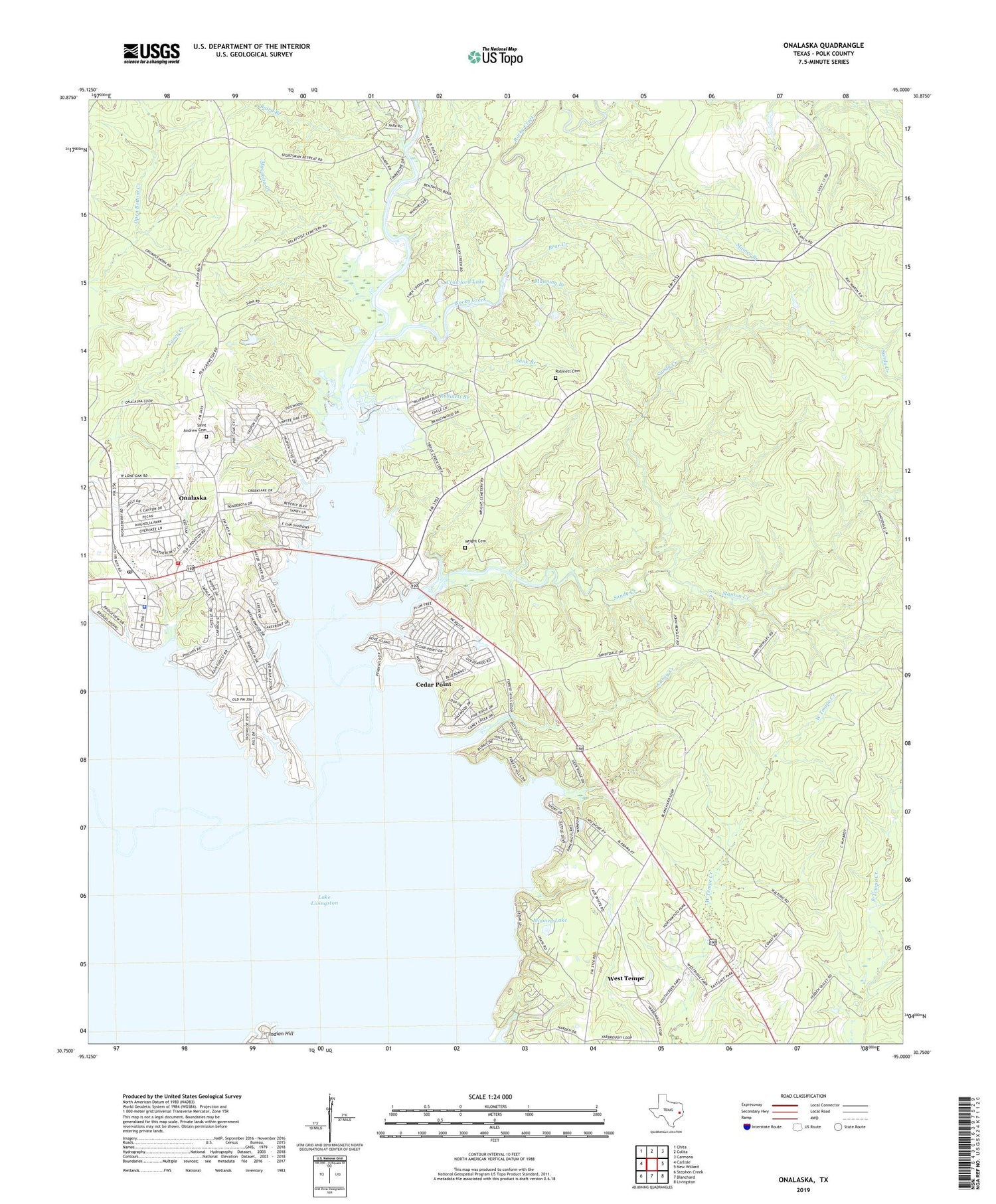 Onalaska Texas US Topo Map Image