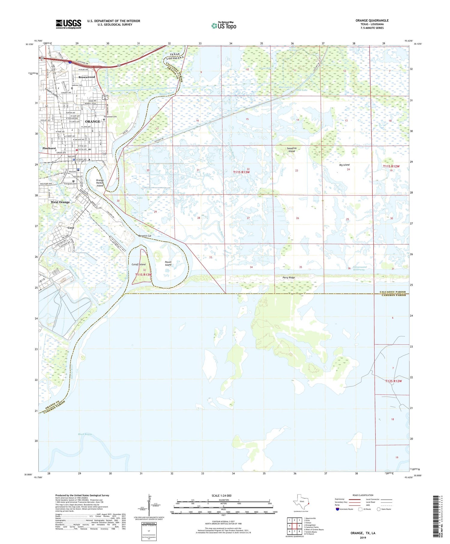 Orange Texas US Topo Map Image