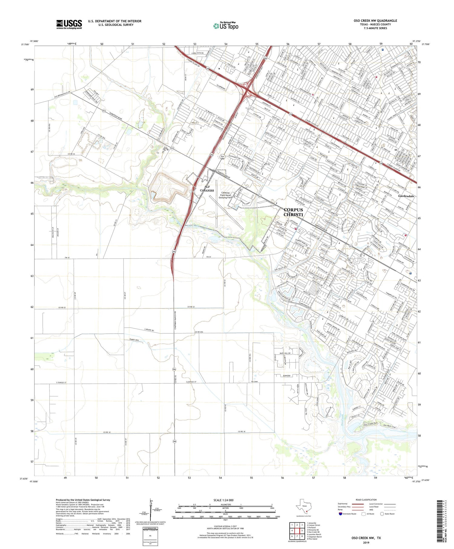 Oso Creek NW Texas US Topo Map Image
