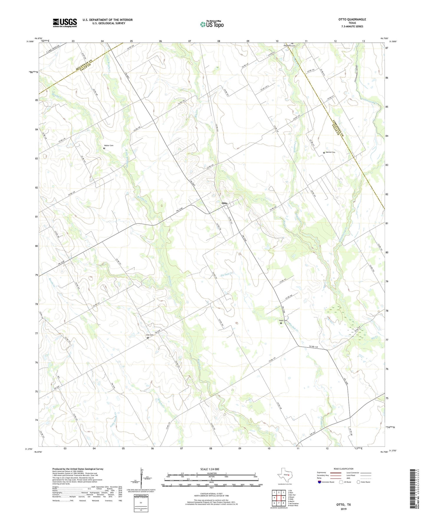 Otto Texas US Topo Map Image