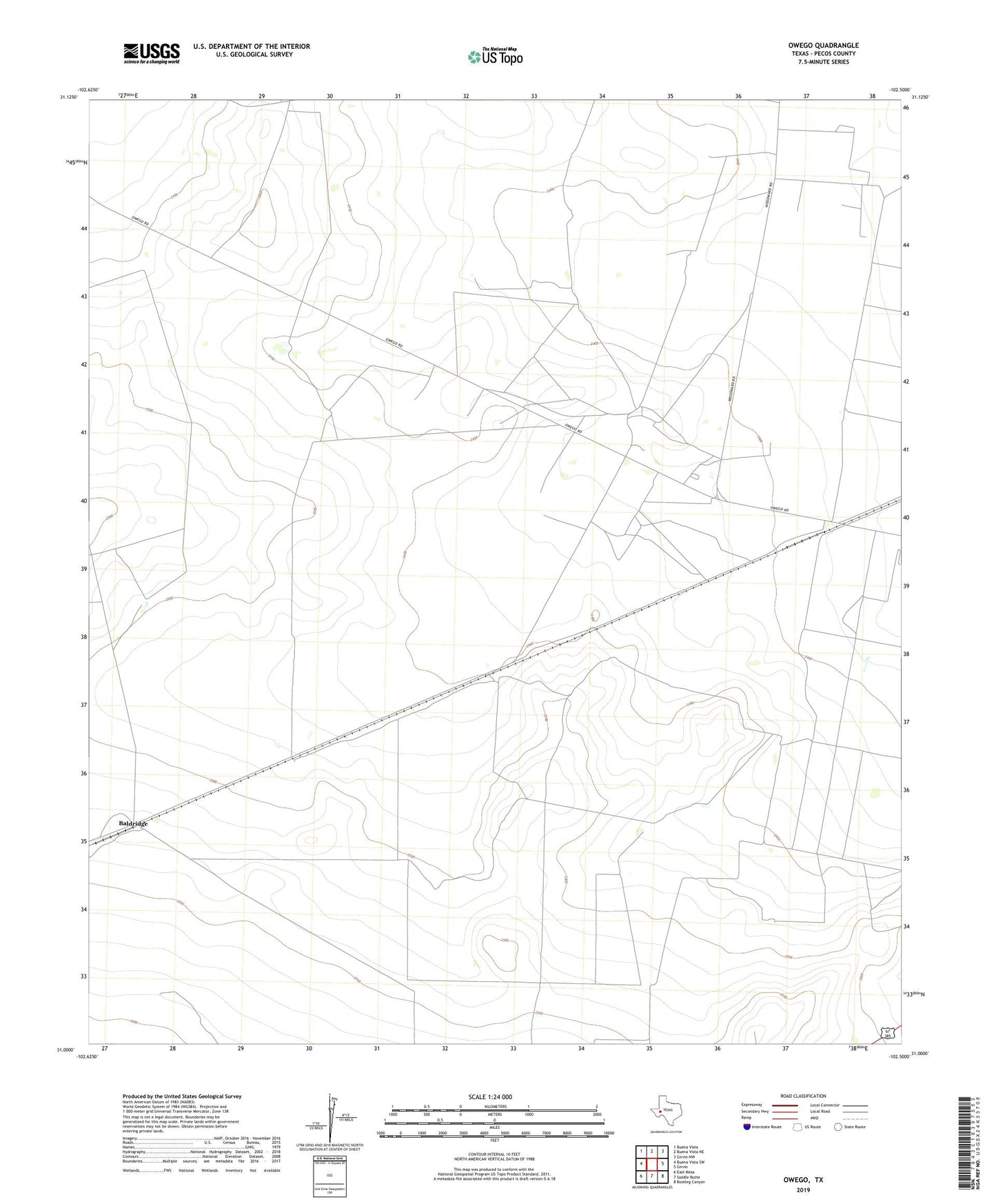 Owego Texas US Topo Map Image