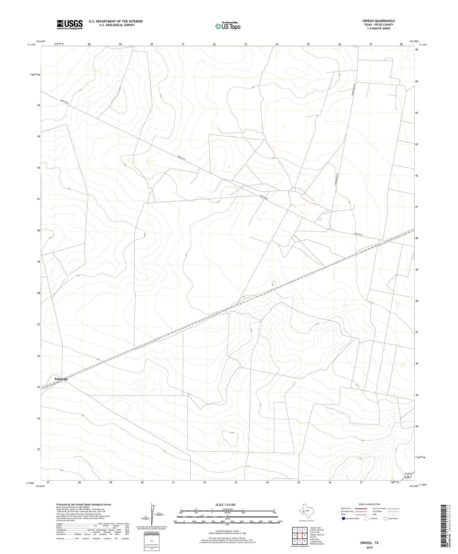 Owego Texas US Topo Map Image