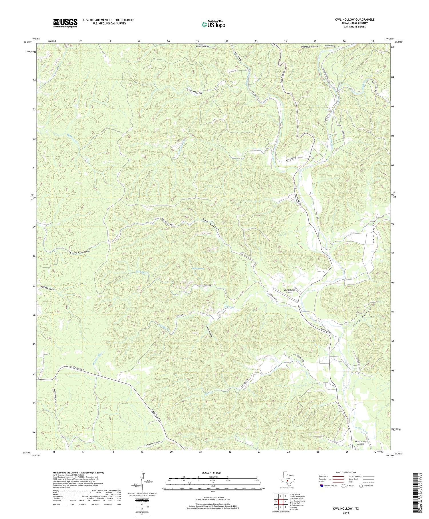 Owl Hollow Texas US Topo Map Image