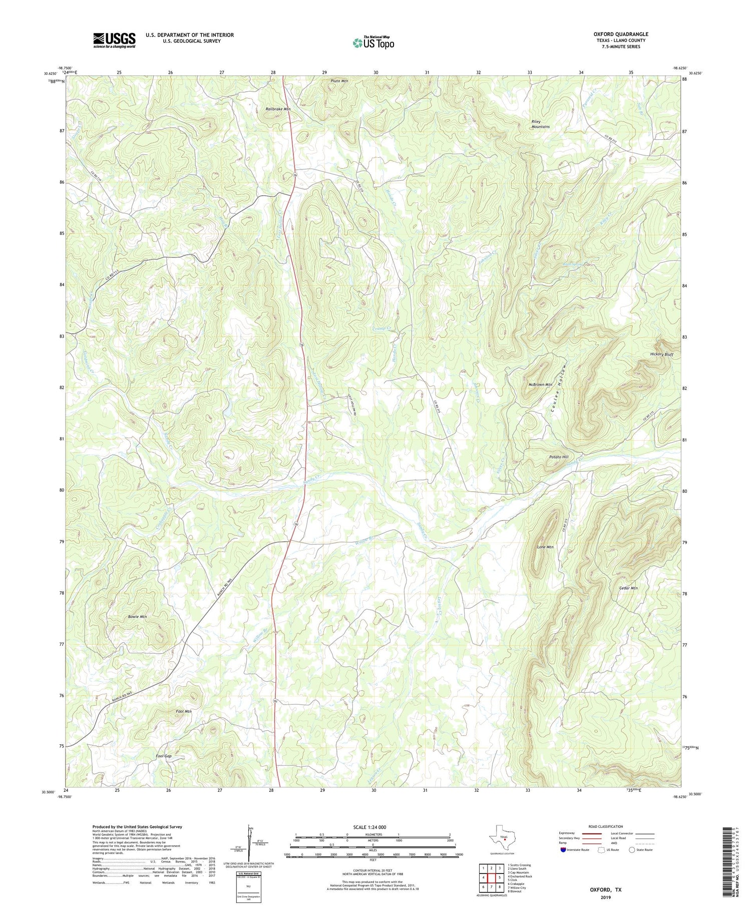 Oxford Texas US Topo Map Image
