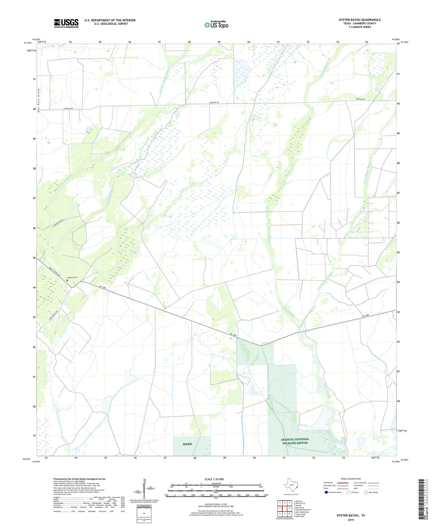 Oyster Bayou Texas US Topo Map Image