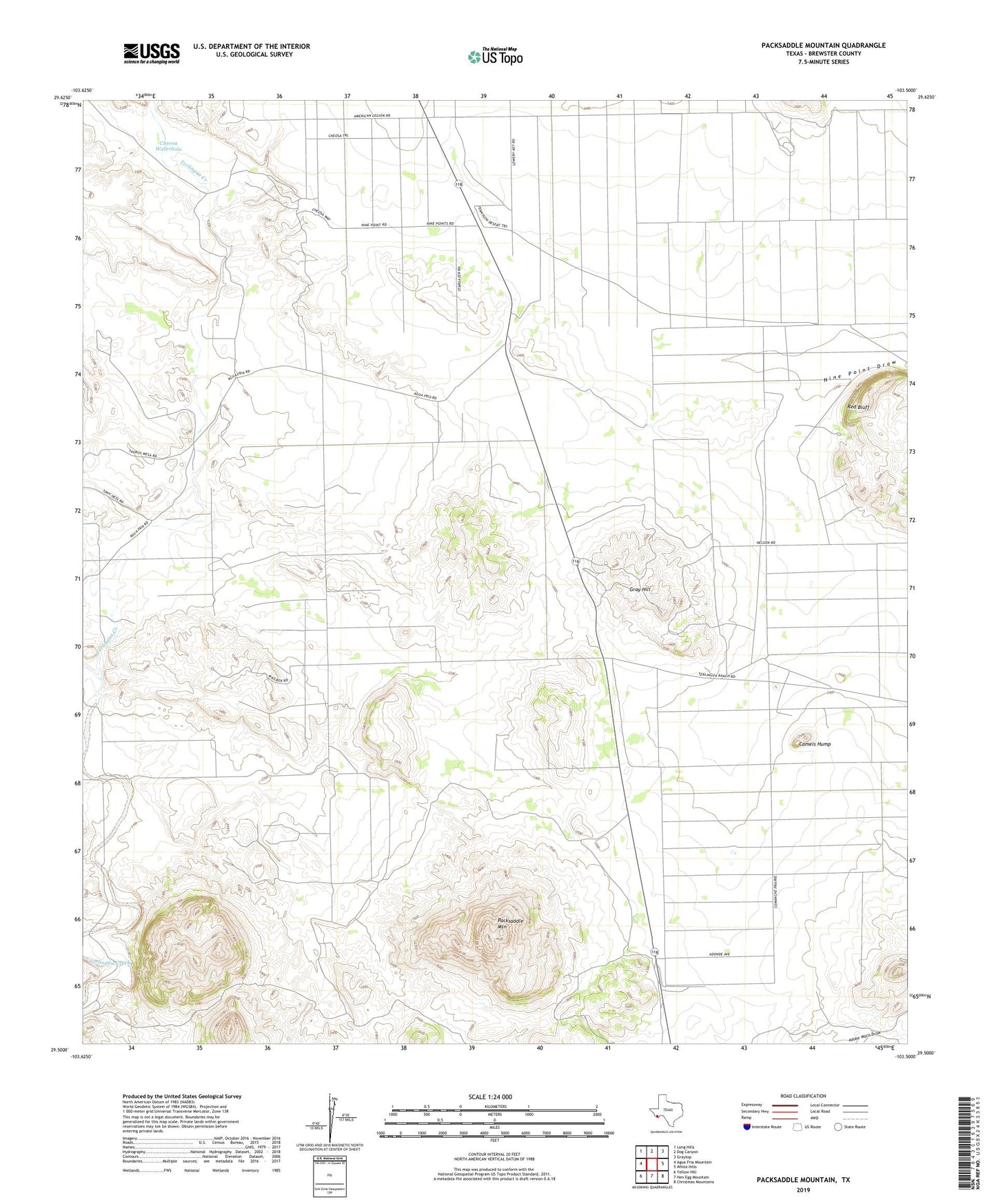Packsaddle Mountain Texas US Topo Map Image