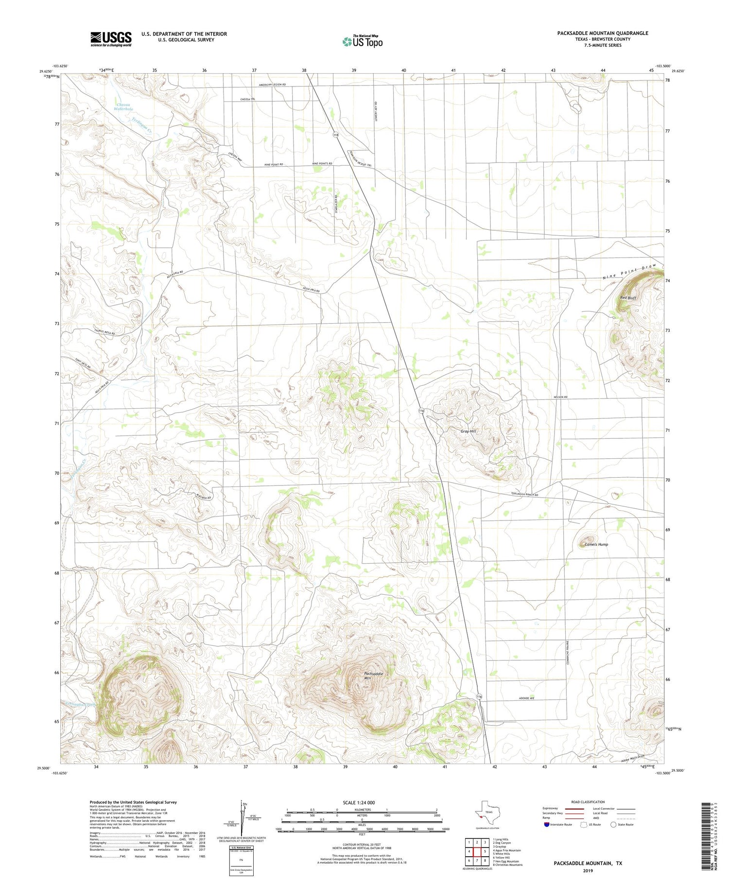 Packsaddle Mountain Texas US Topo Map Image