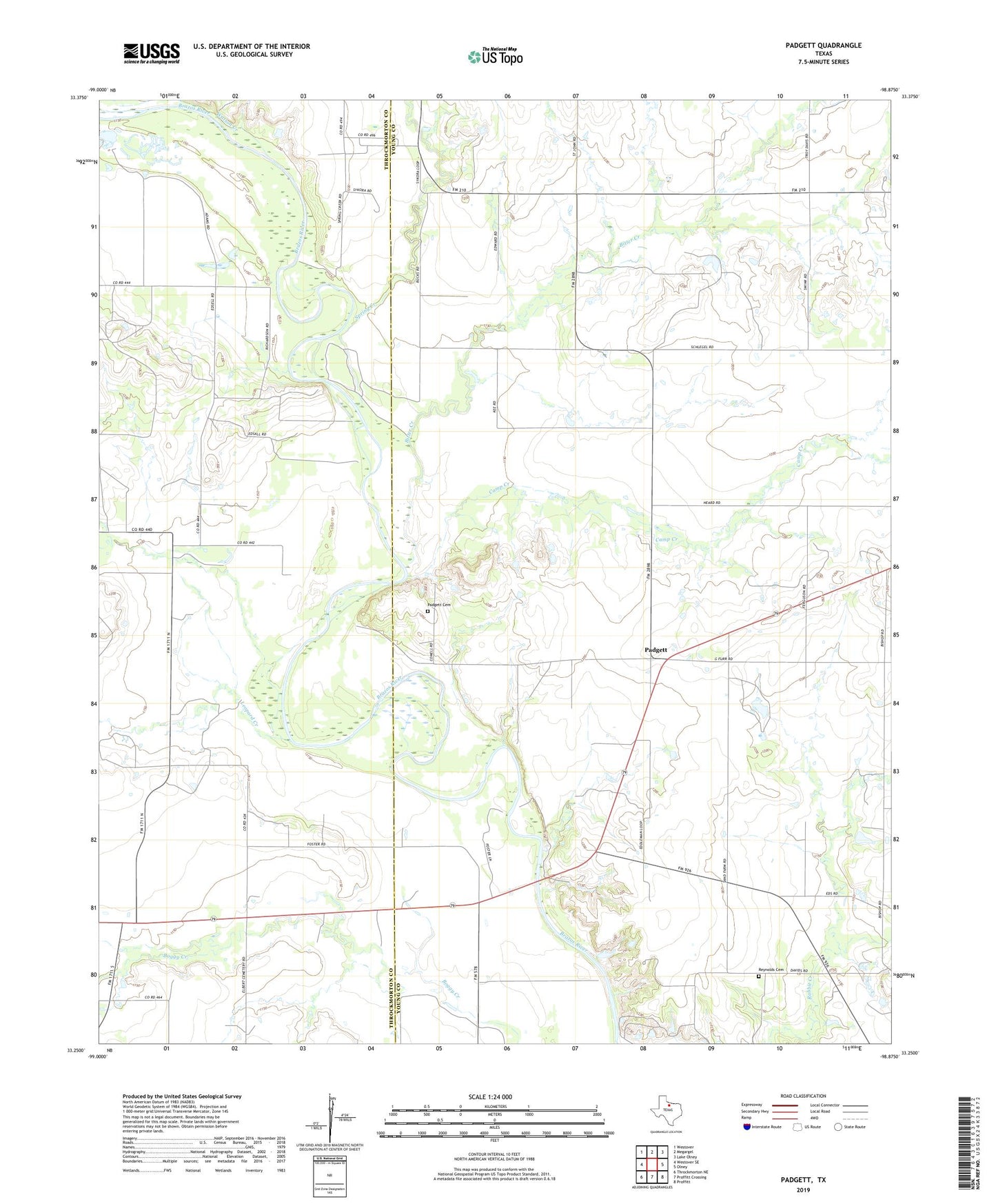 Padgett Texas US Topo Map Image