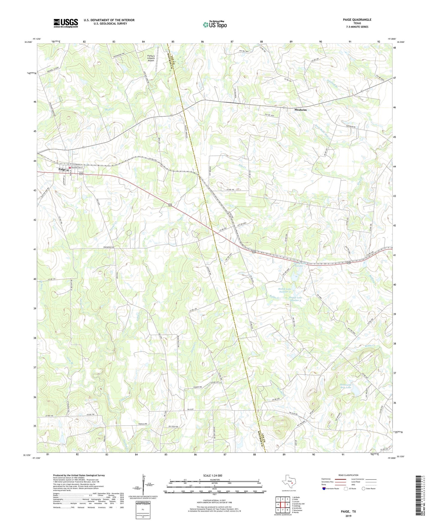 Paige Texas US Topo Map Image