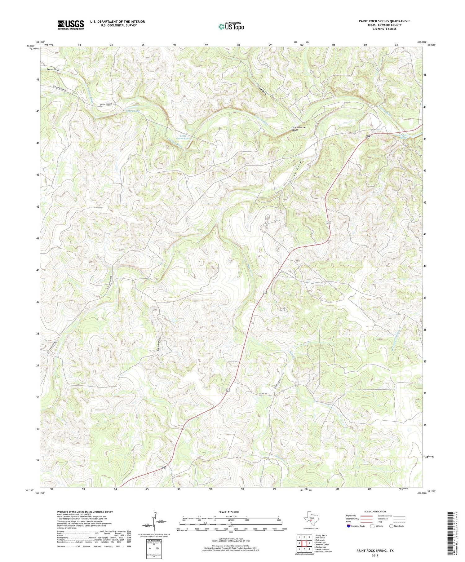 Paint Rock Spring Texas US Topo Map Image