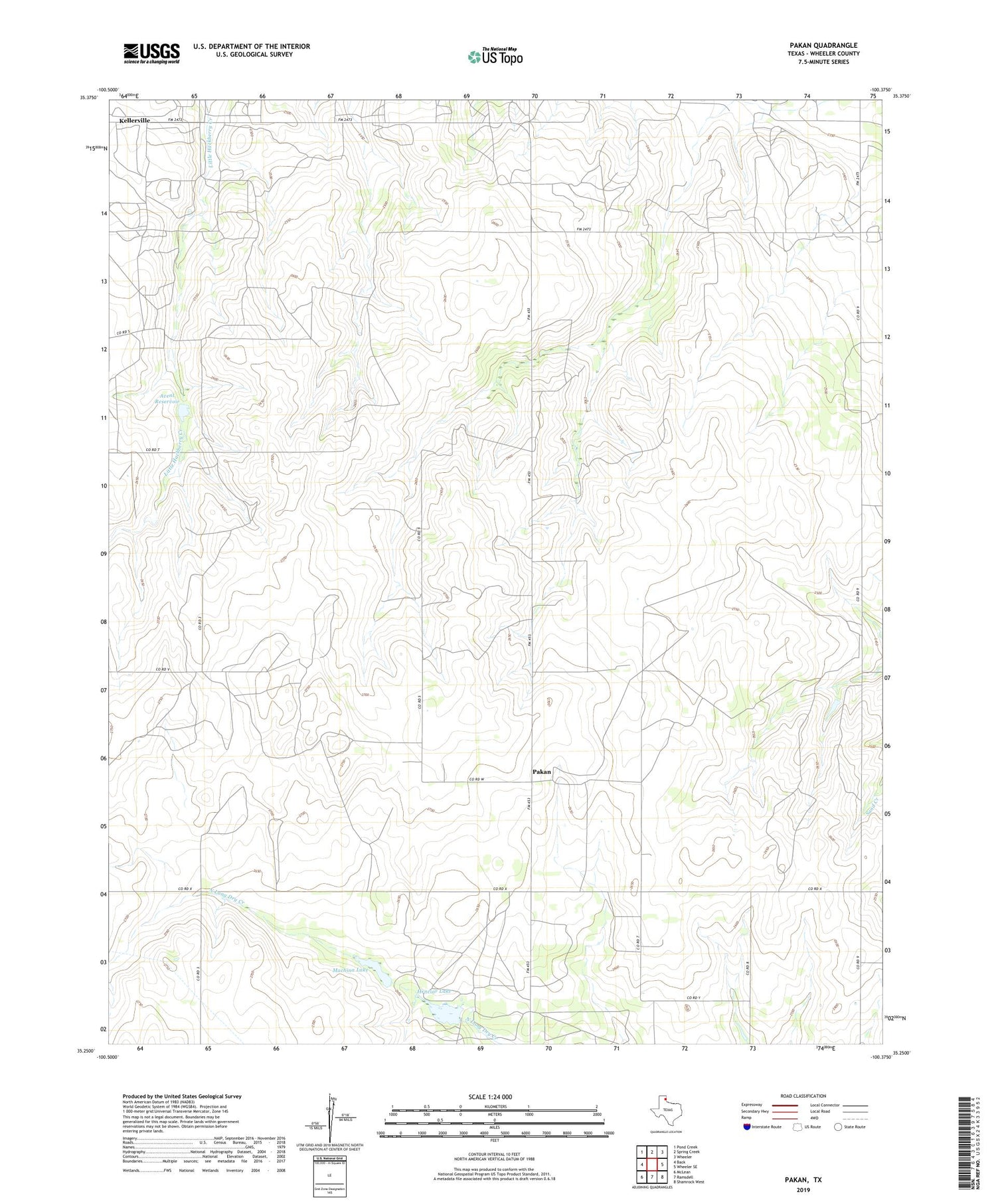 Pakan Texas US Topo Map Image