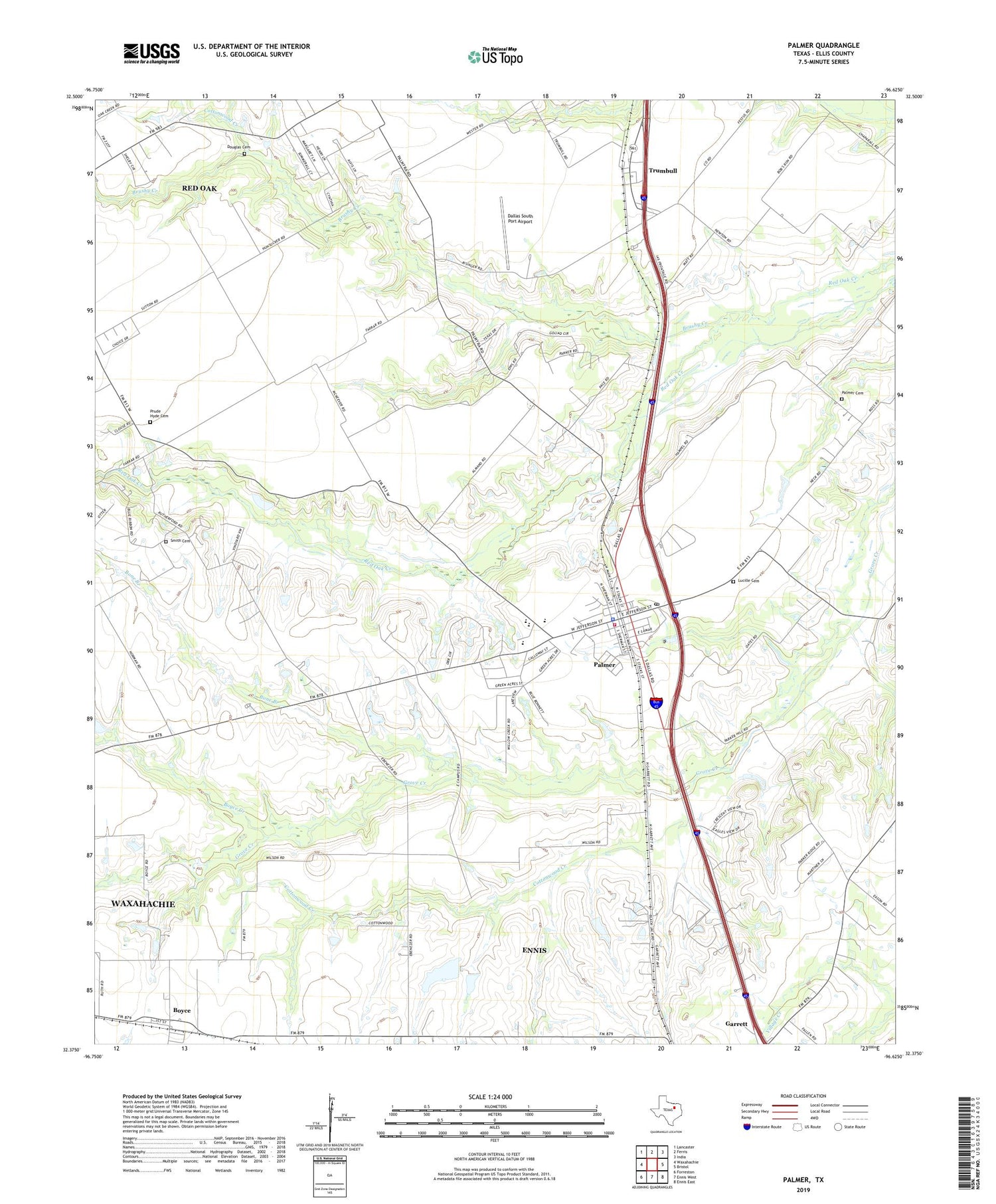 Palmer Texas US Topo Map Image