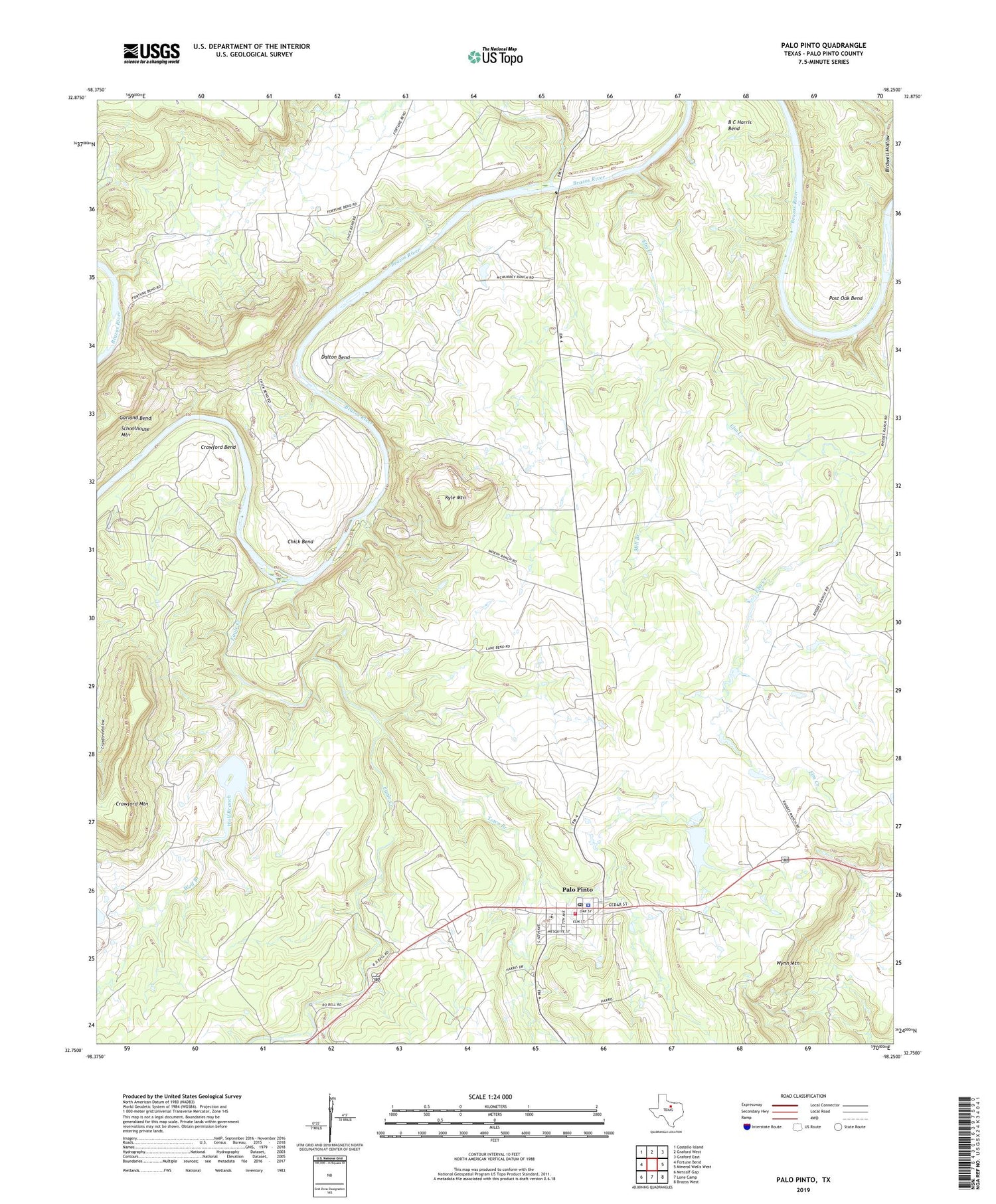 Palo Pinto Texas US Topo Map Image