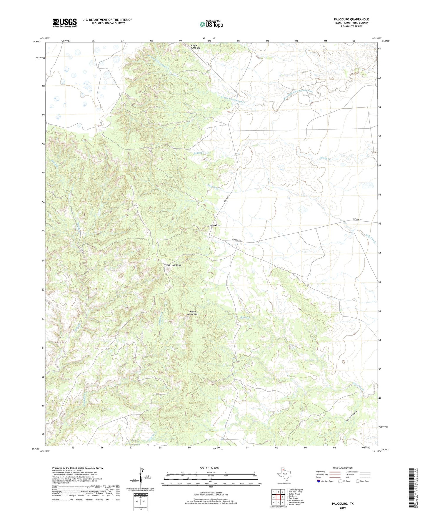 Paloduro Texas US Topo Map Image
