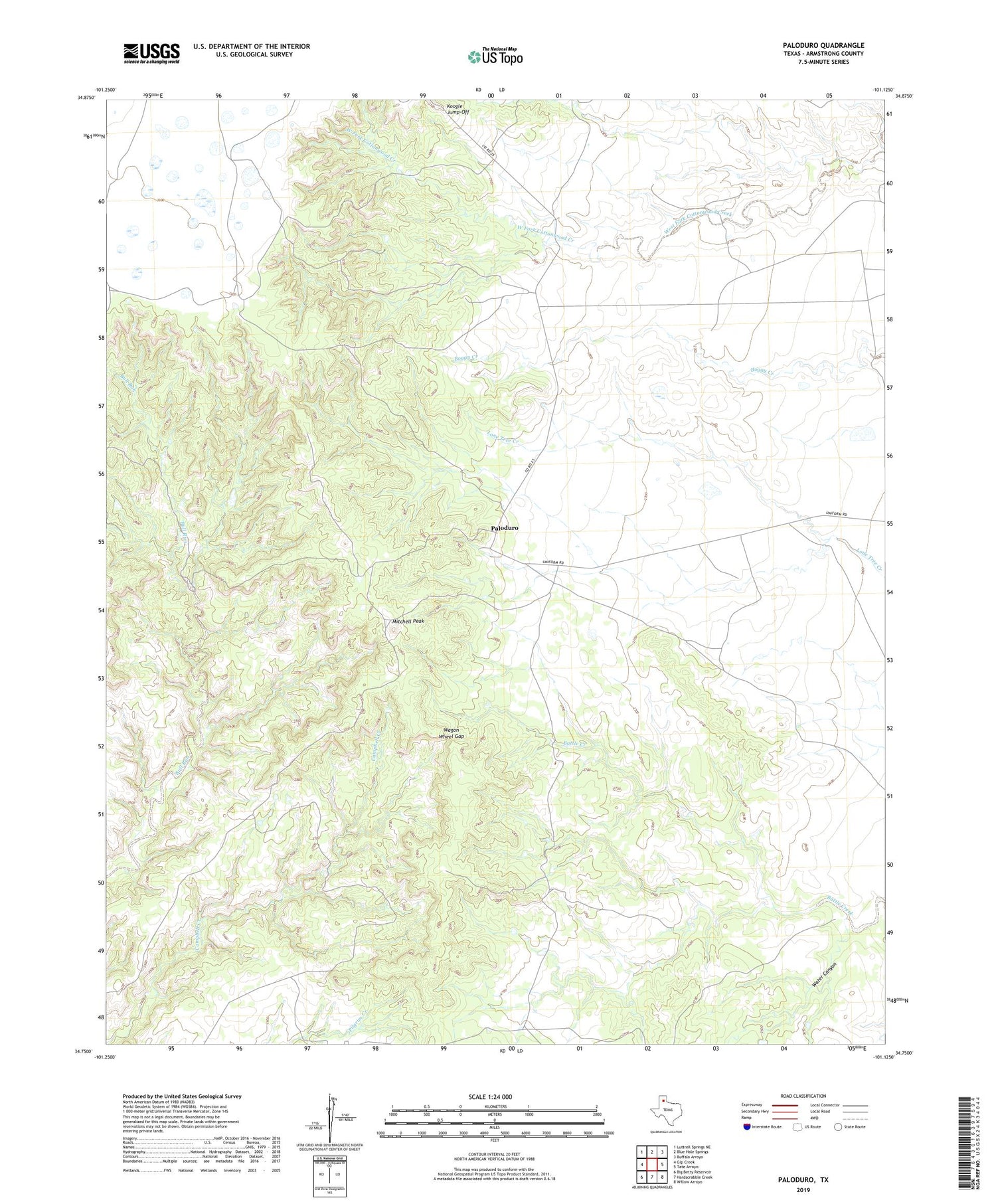 Paloduro Texas US Topo Map Image