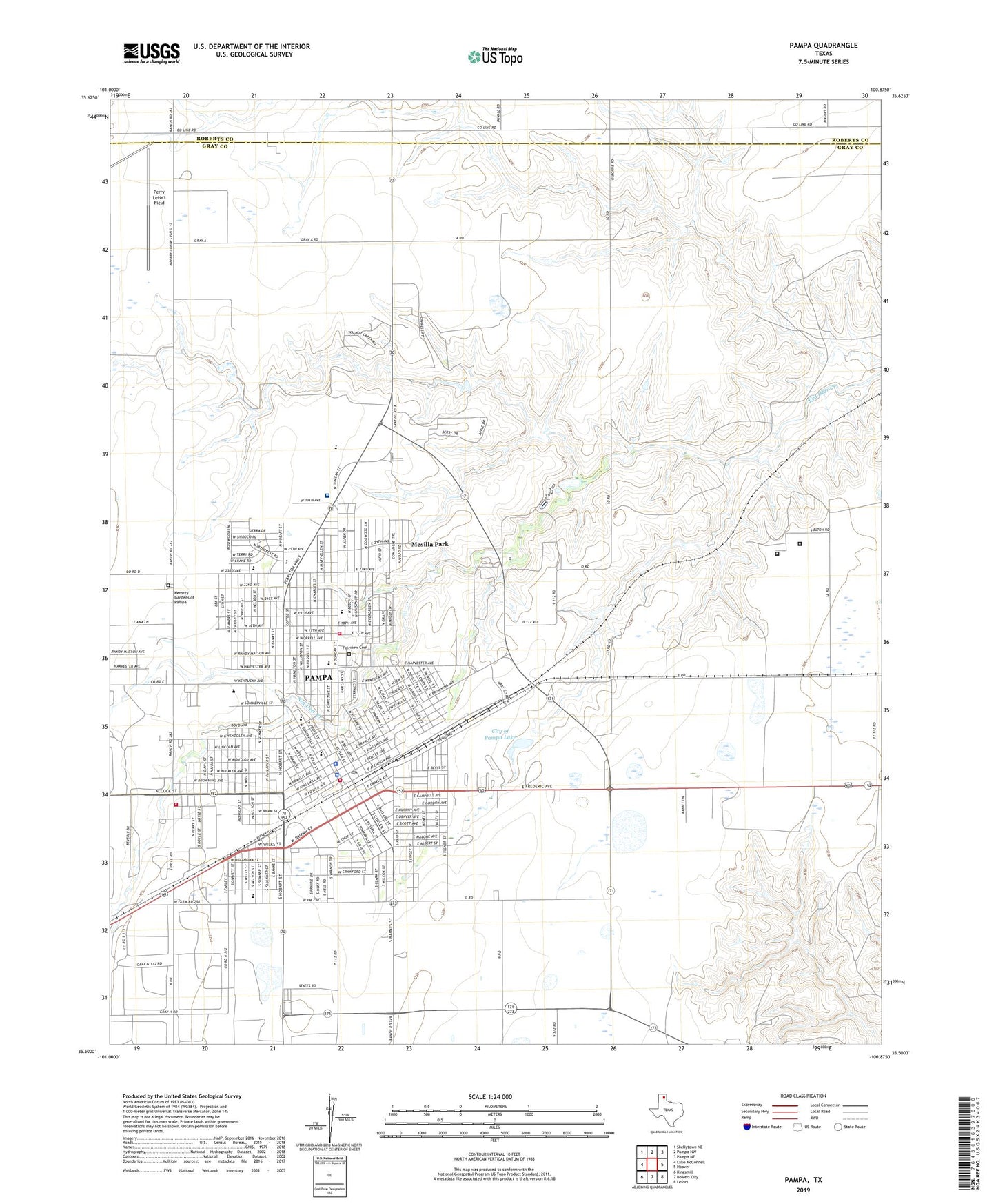 Pampa Texas US Topo Map Image