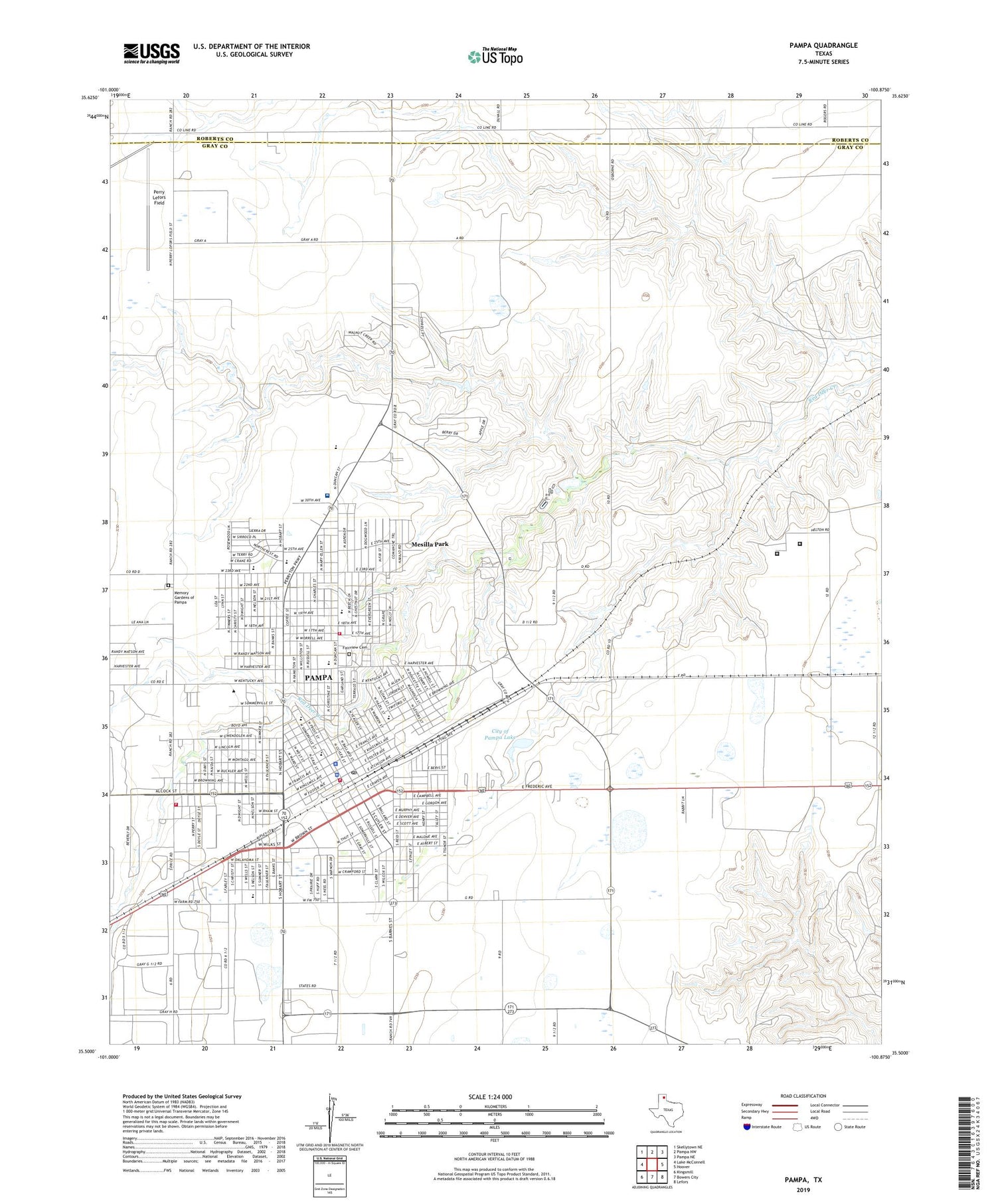 Pampa Texas US Topo Map Image