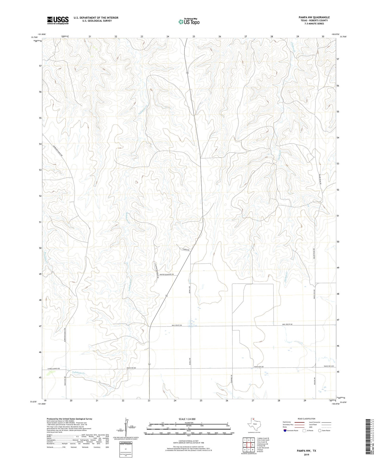Pampa NW Texas US Topo Map Image