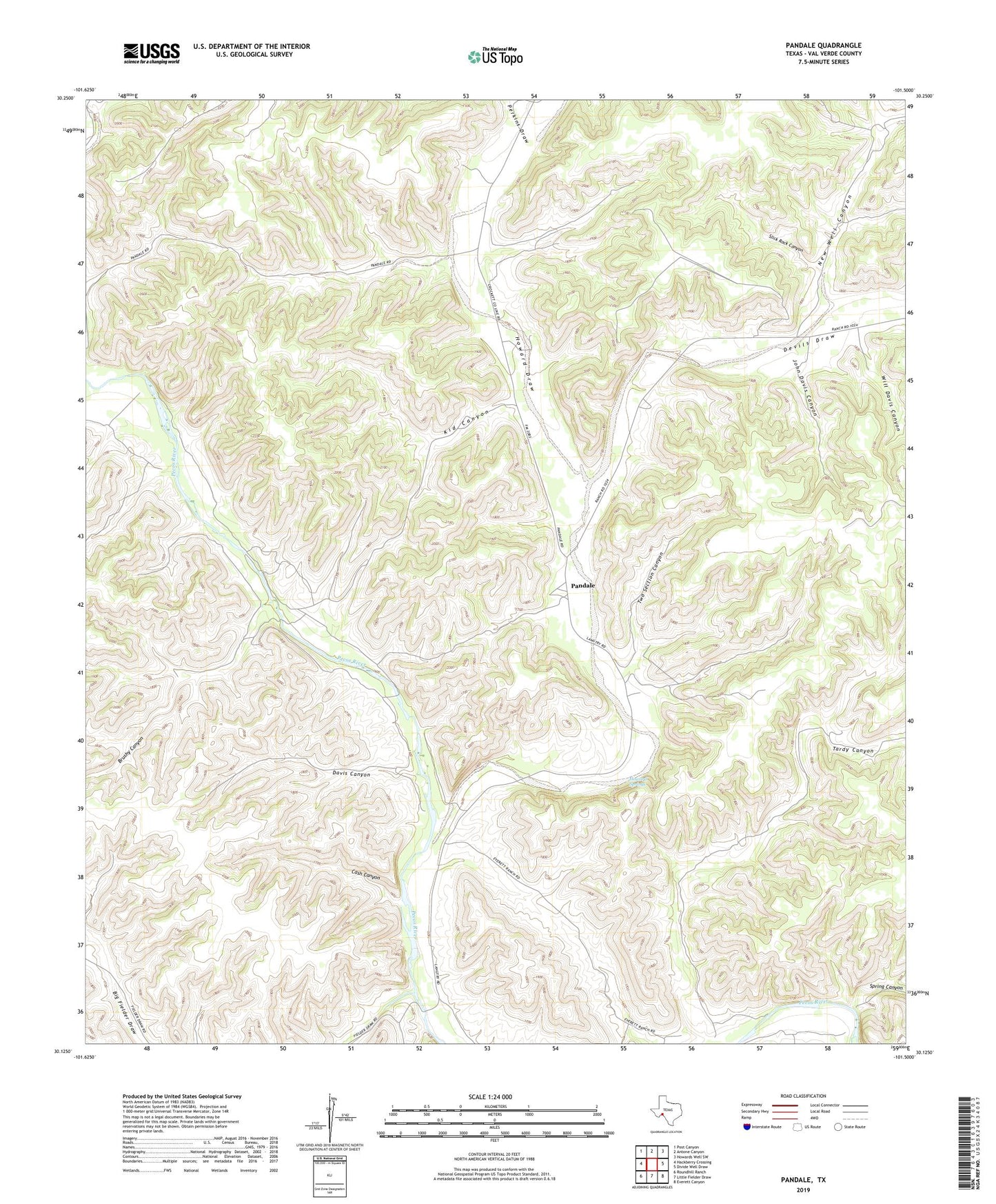 Pandale Texas US Topo Map Image