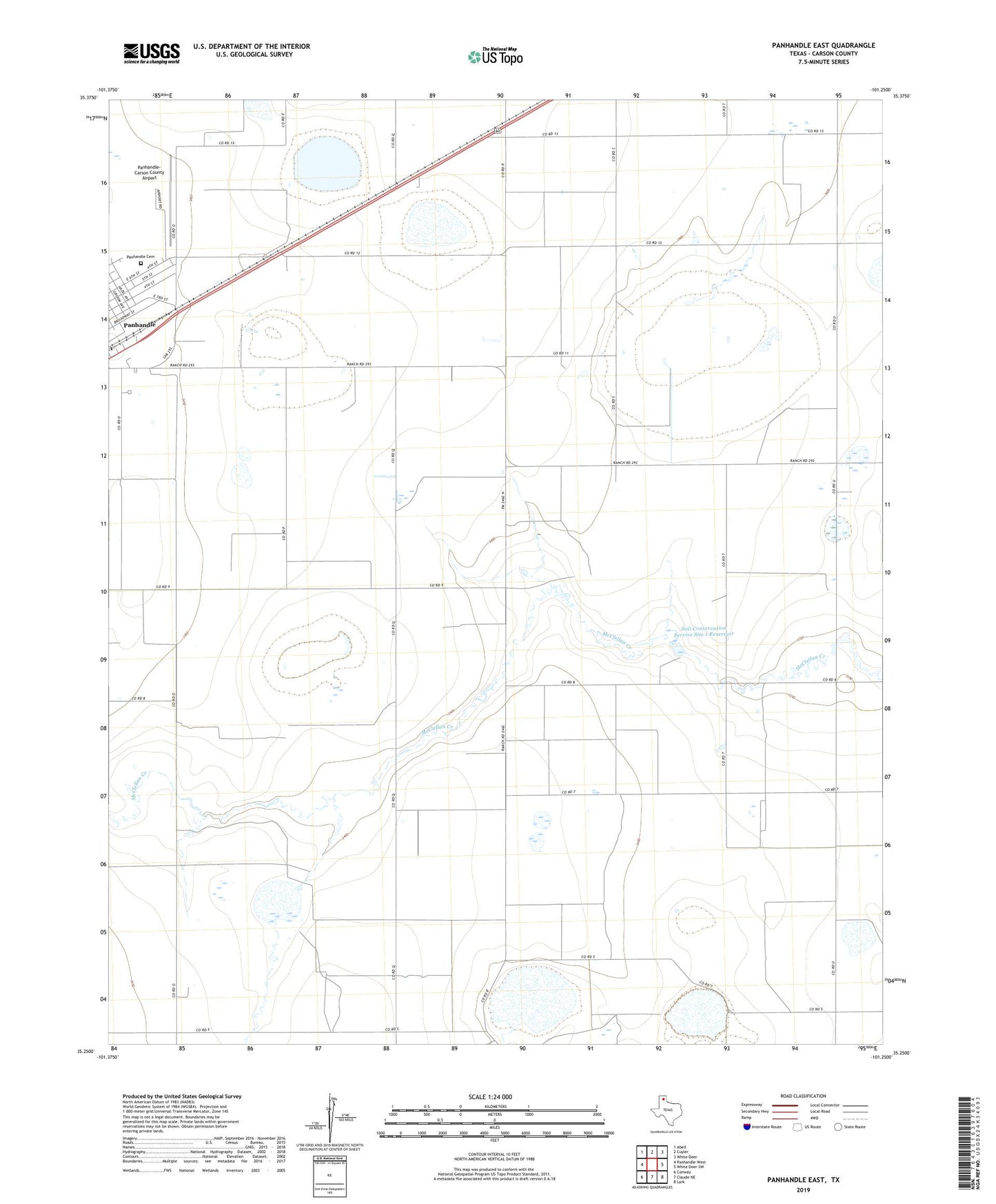 Panhandle East Texas US Topo Map Image