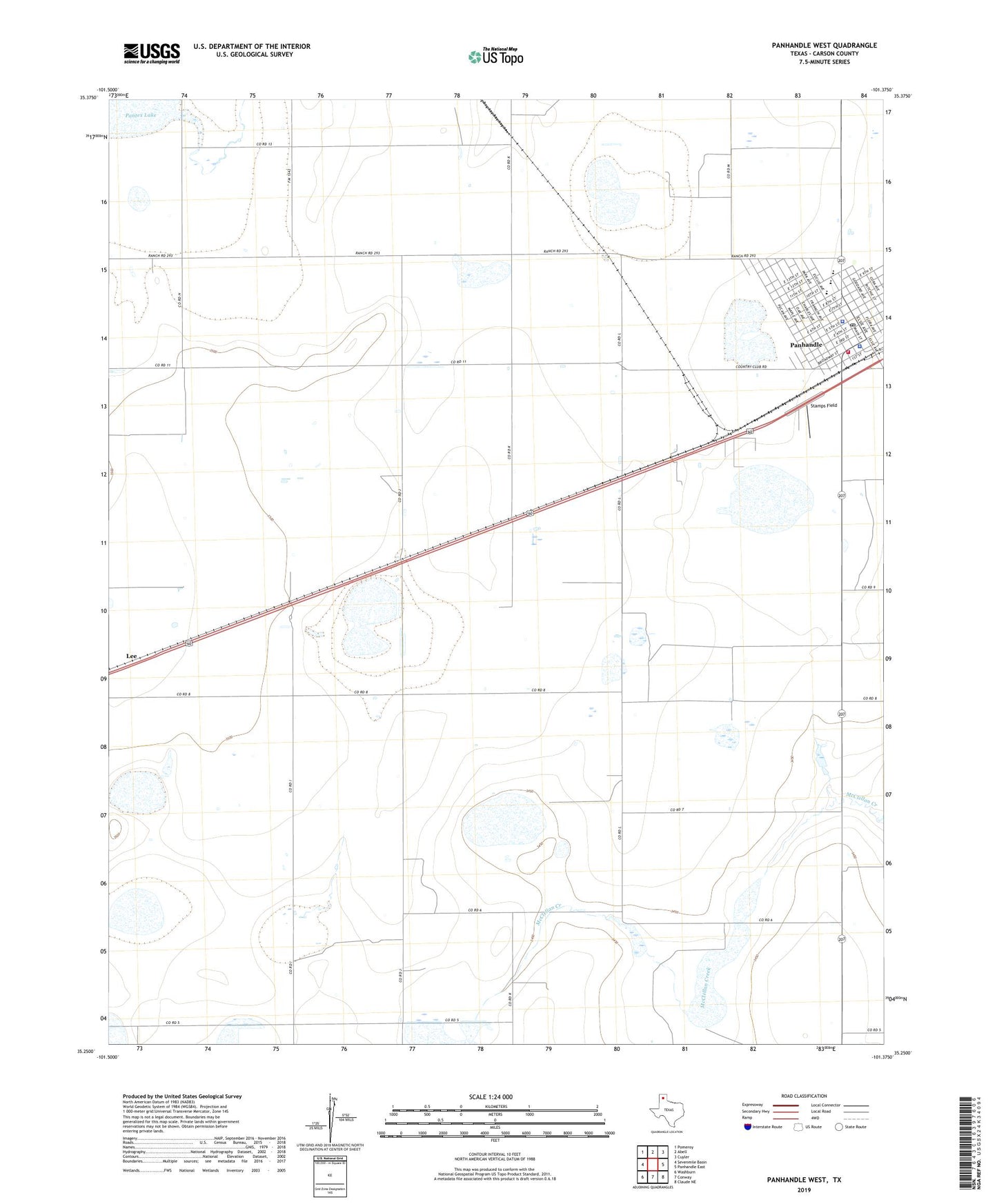 Panhandle West Texas US Topo Map Image