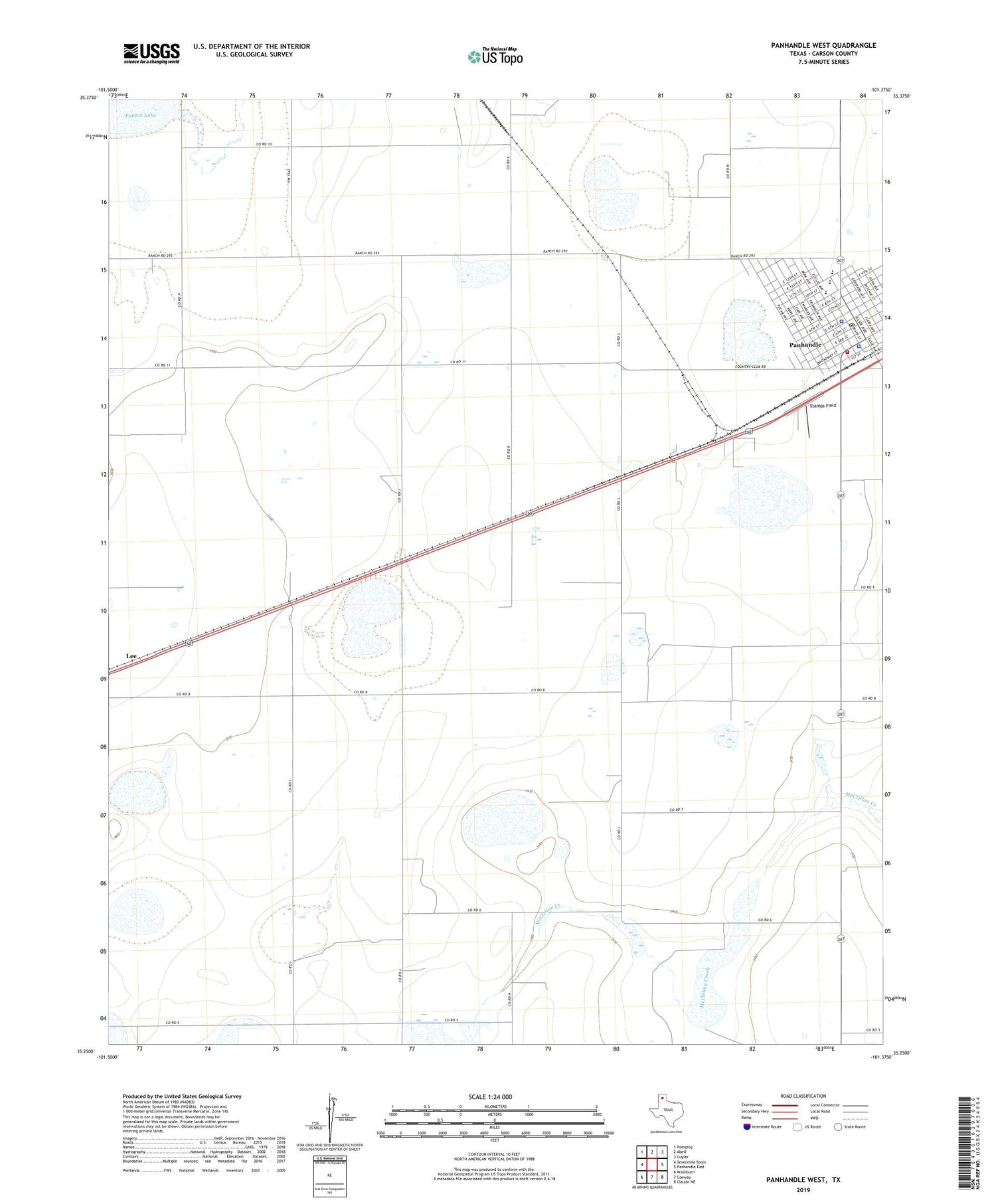 Panhandle West Texas US Topo Map Image