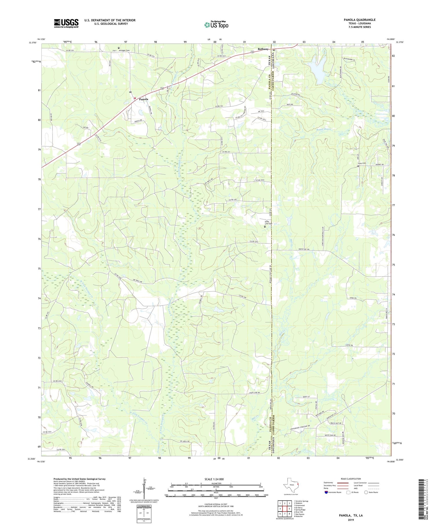 Panola Texas US Topo Map Image