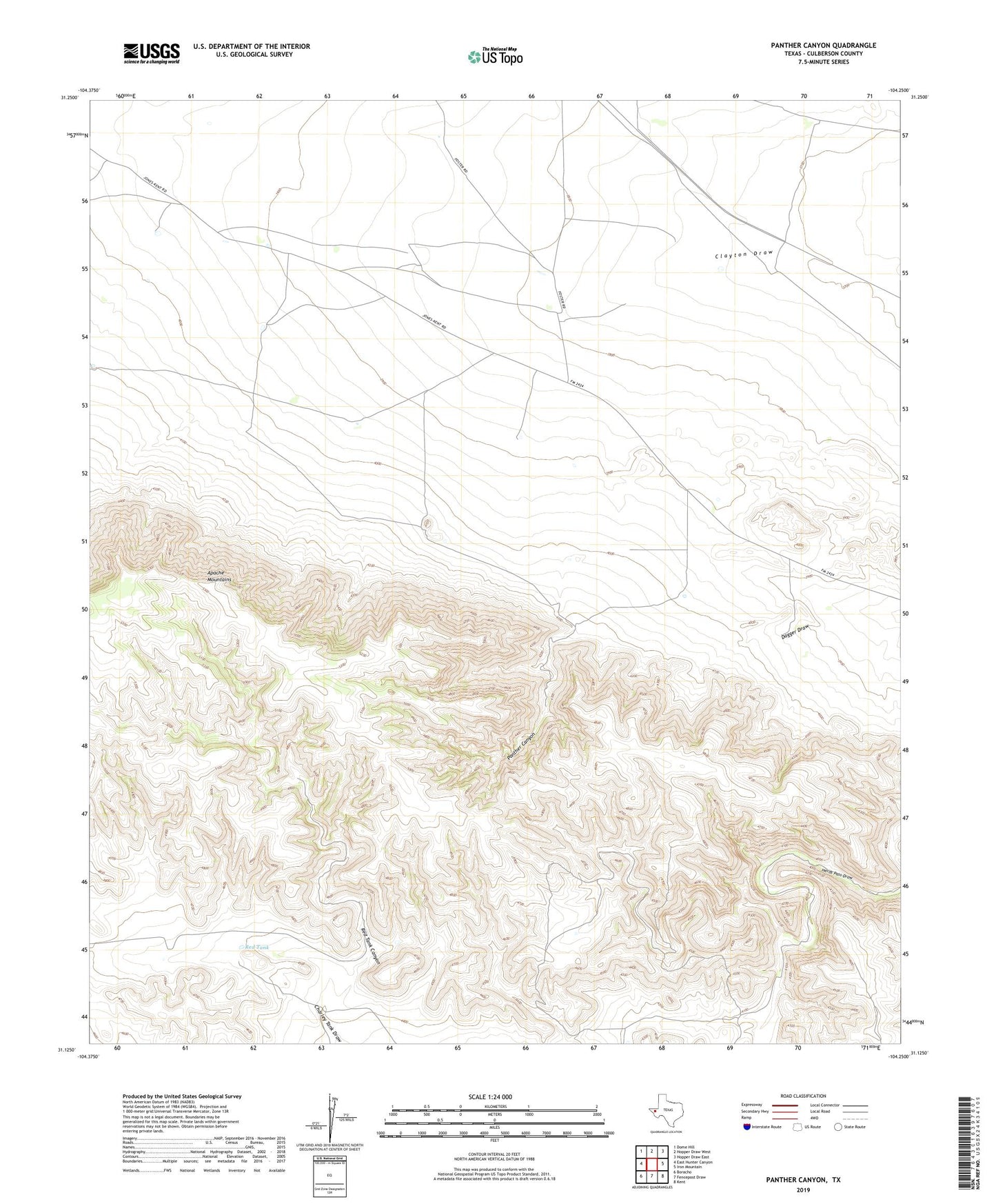 Panther Canyon Texas US Topo Map Image