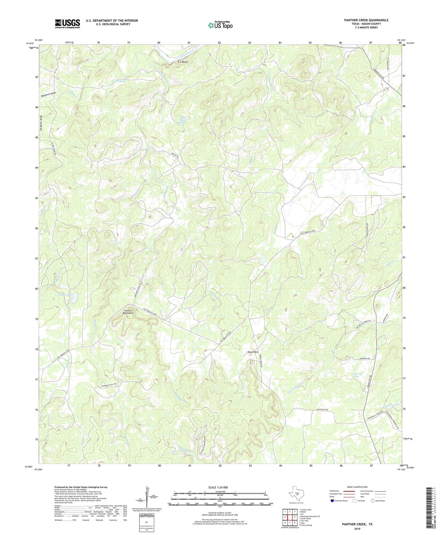 Panther Creek Texas US Topo Map Image