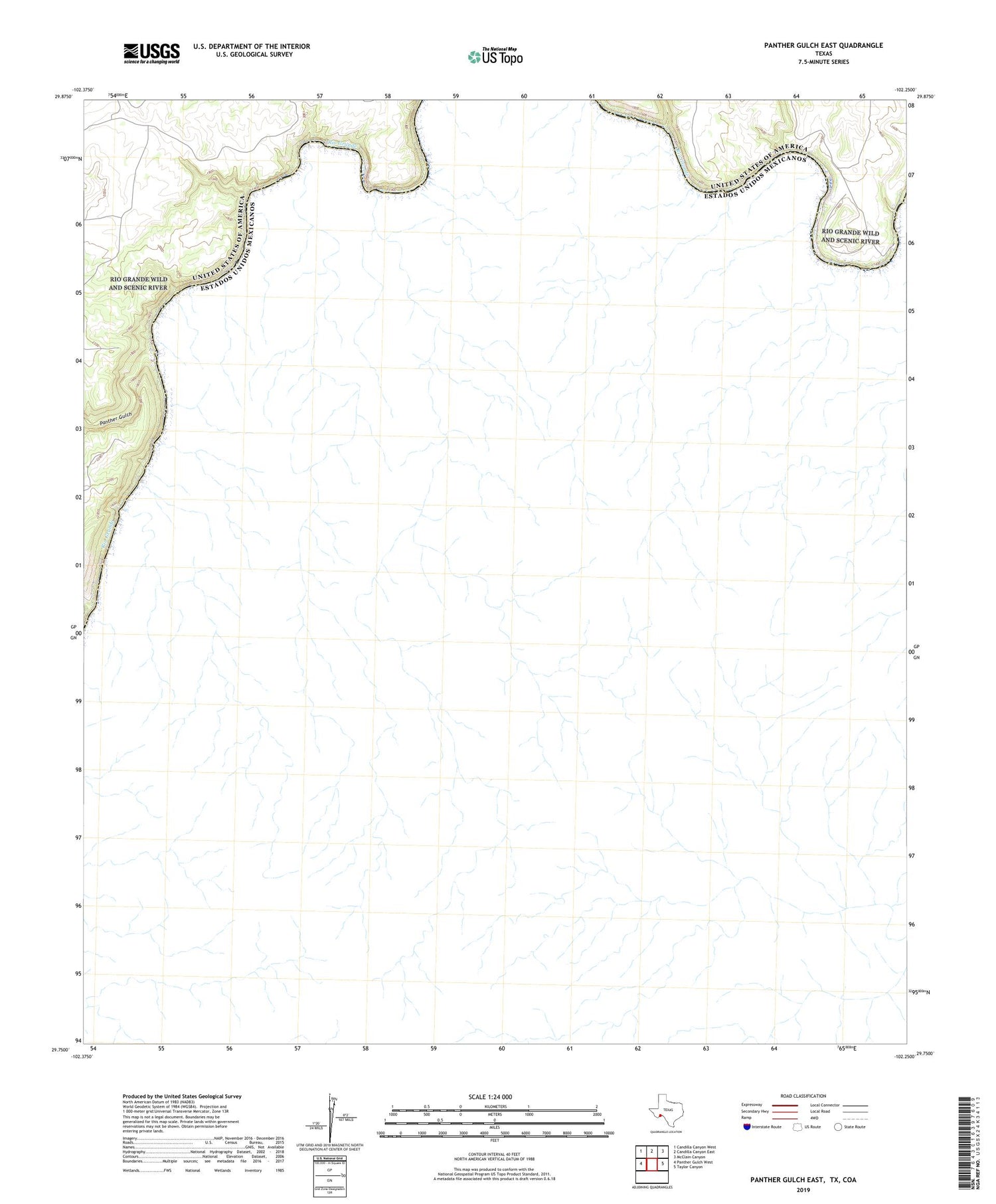 Panther Gulch East Texas US Topo Map Image