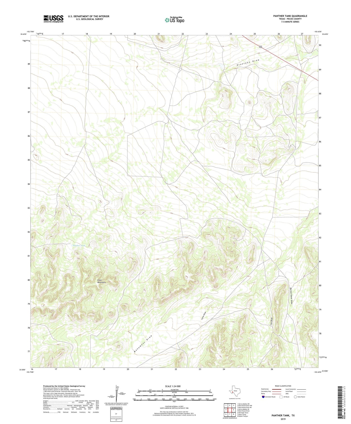 Panther Tank Texas US Topo Map Image