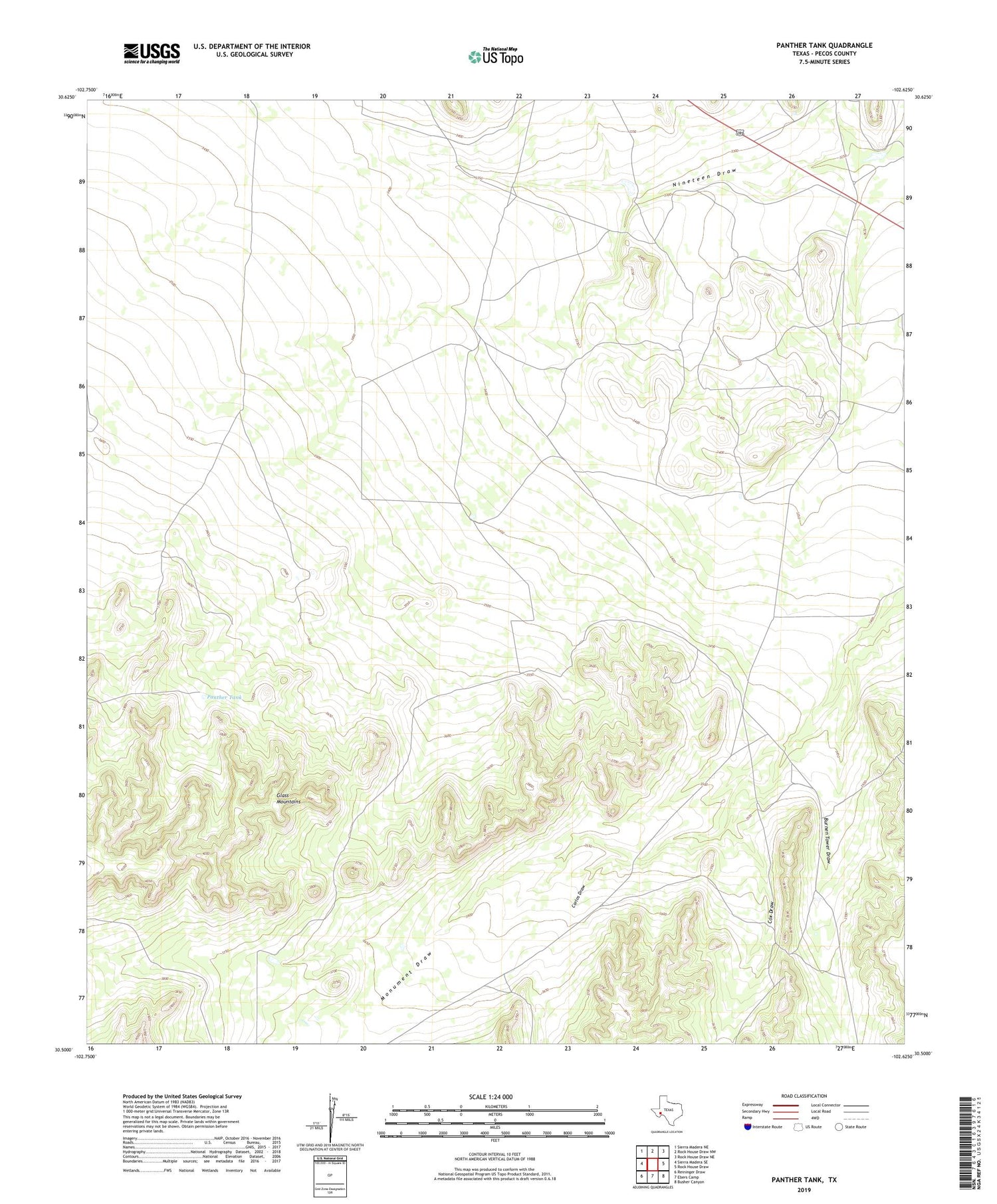 Panther Tank Texas US Topo Map Image
