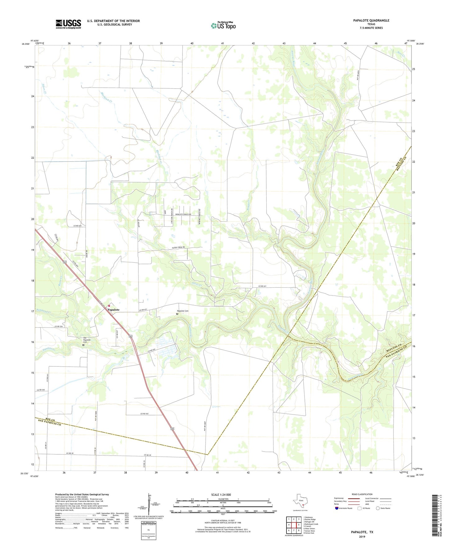 Papalote Texas US Topo Map Image