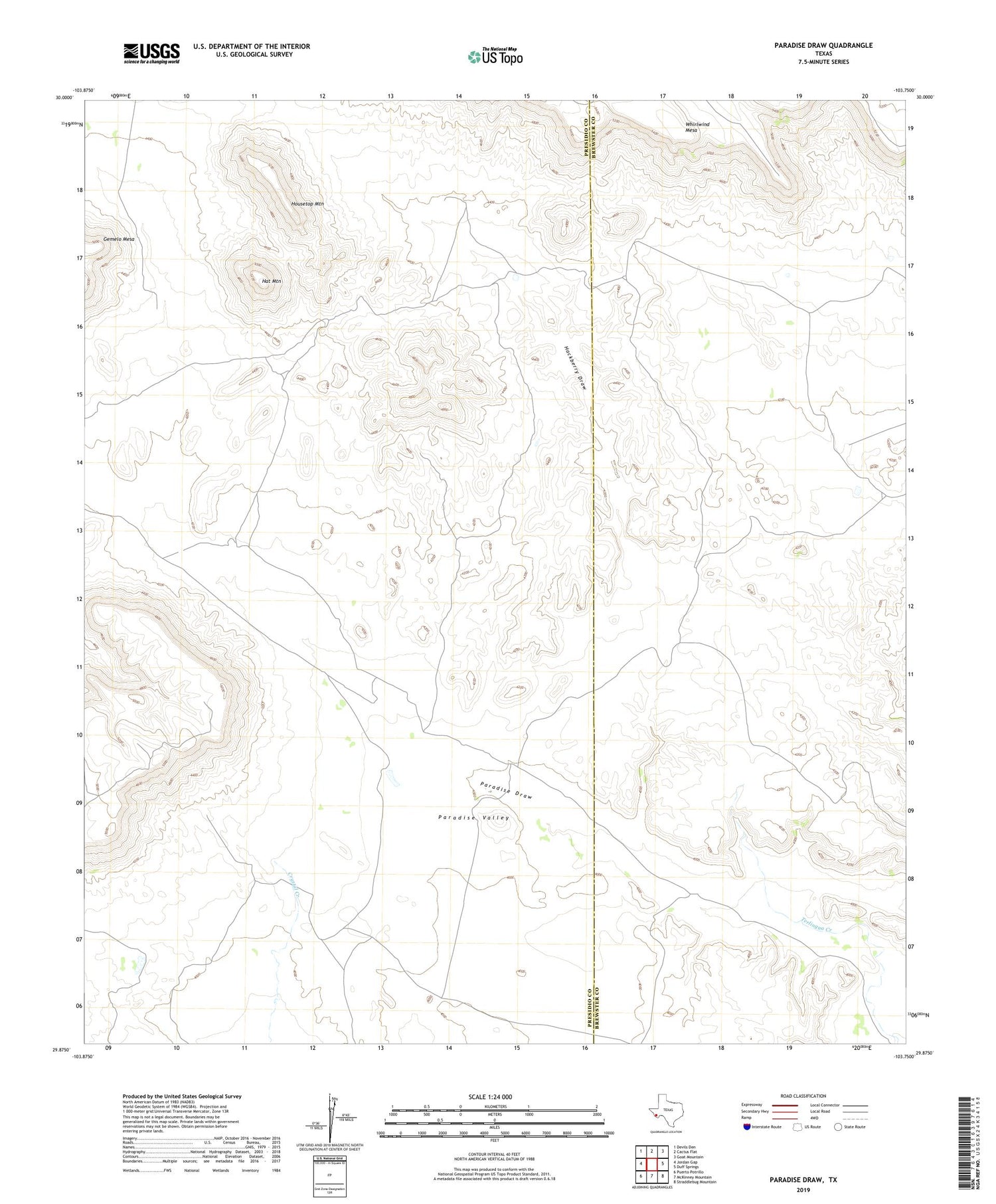 Paradise Draw Texas US Topo Map Image