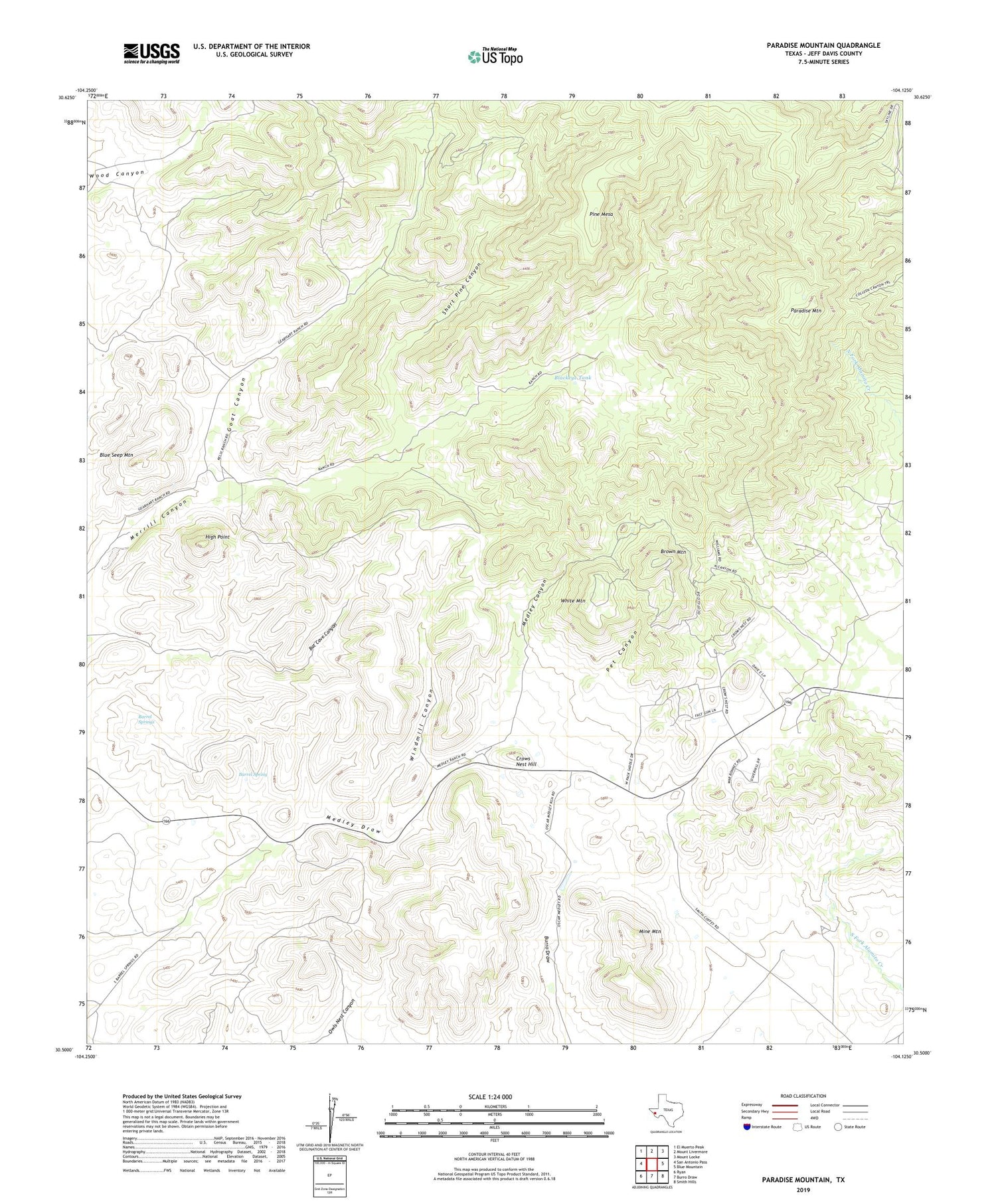 Paradise Mountain Texas US Topo Map Image
