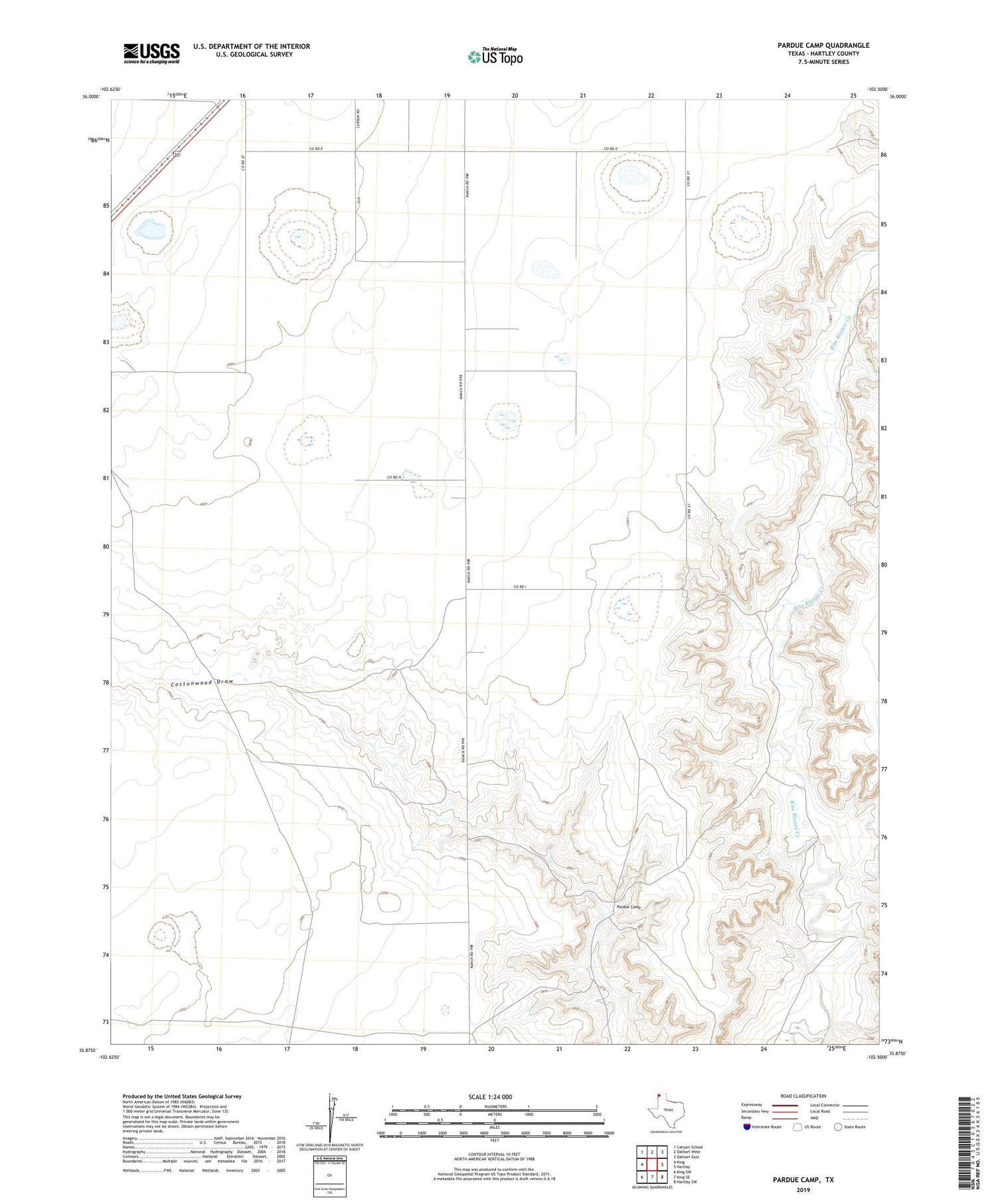 Pardue Camp Texas US Topo Map Image