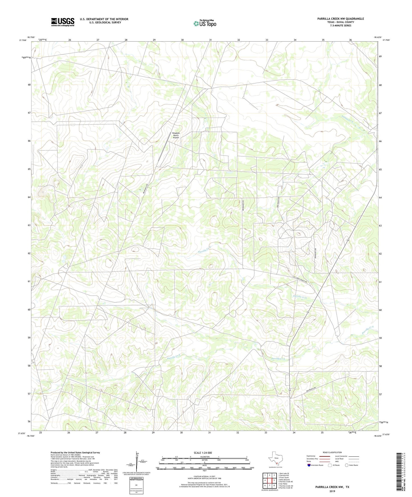 Parrilla Creek NW Texas US Topo Map Image
