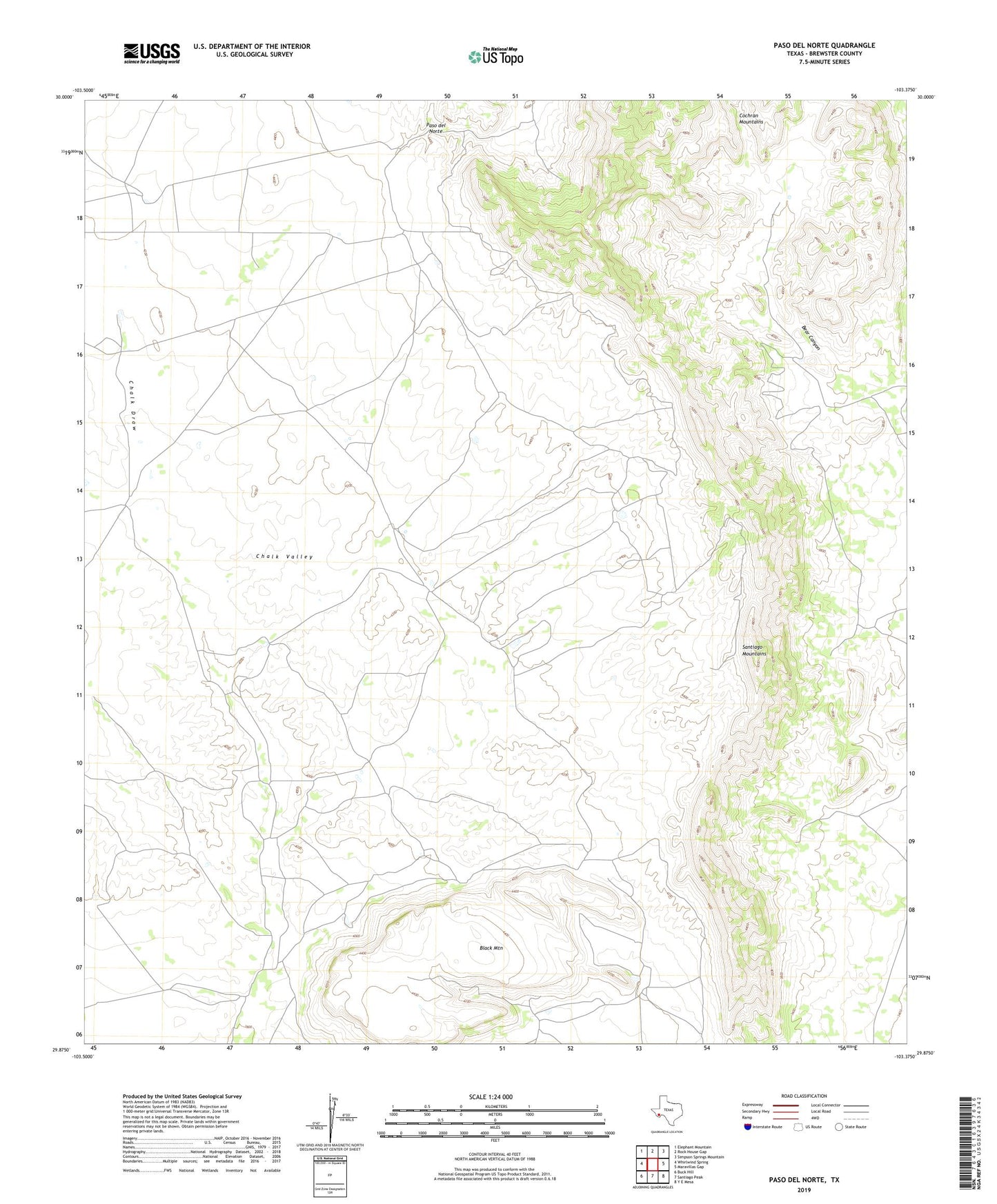 Paso Del Norte Texas US Topo Map Image