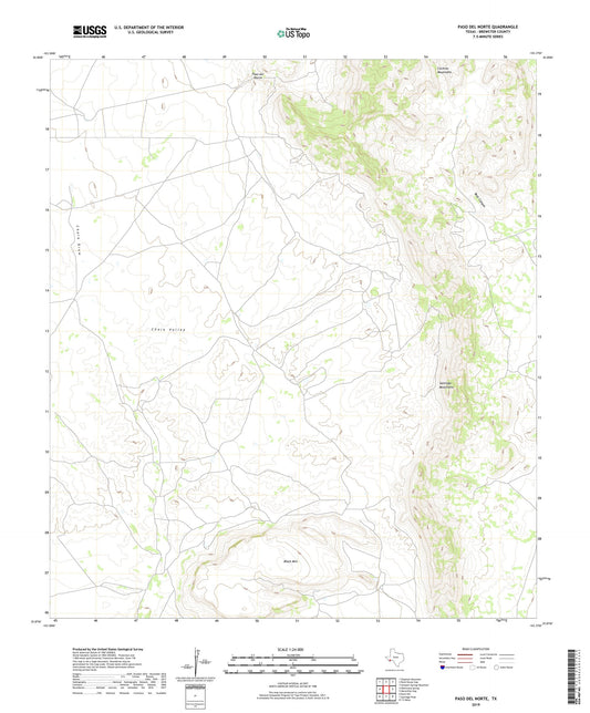 Paso Del Norte Texas US Topo Map Image