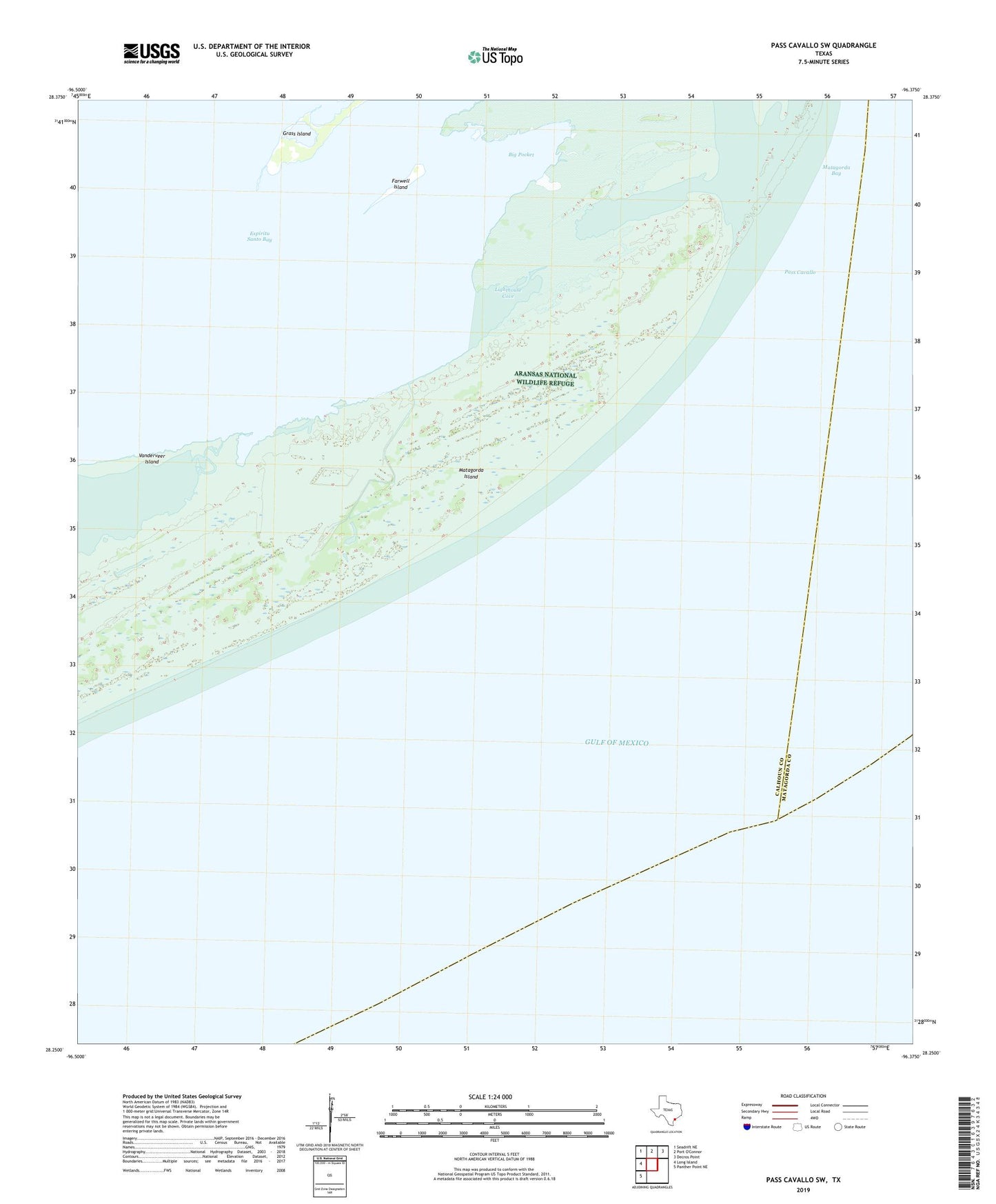 Pass Cavallo SW Texas US Topo Map Image
