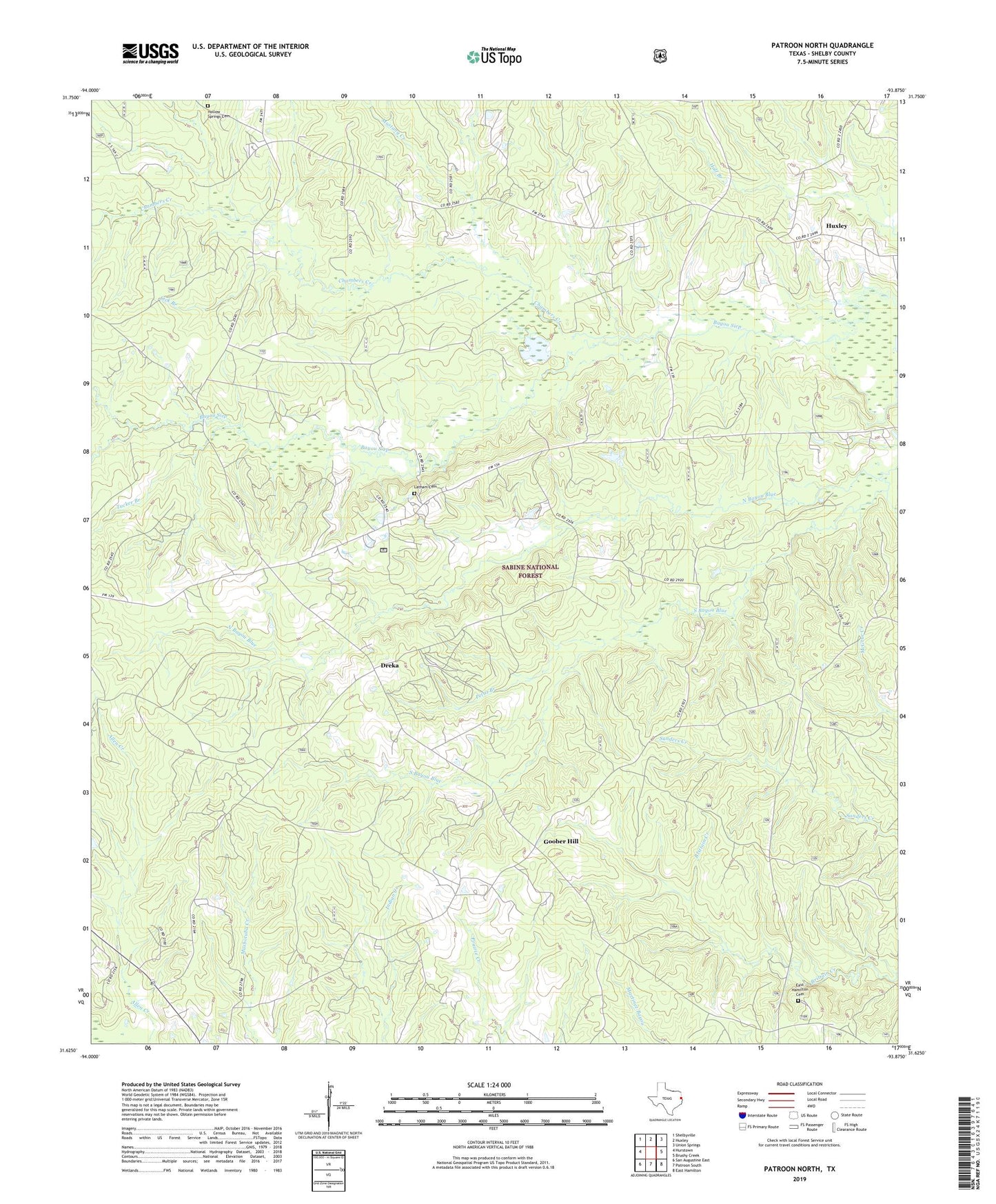 Patroon North Texas US Topo Map Image