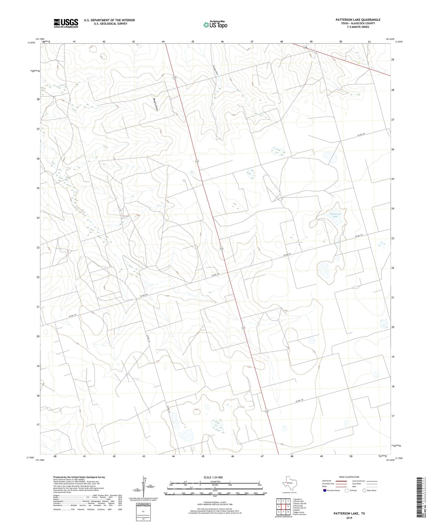 Patterson Lake Texas US Topo Map Image